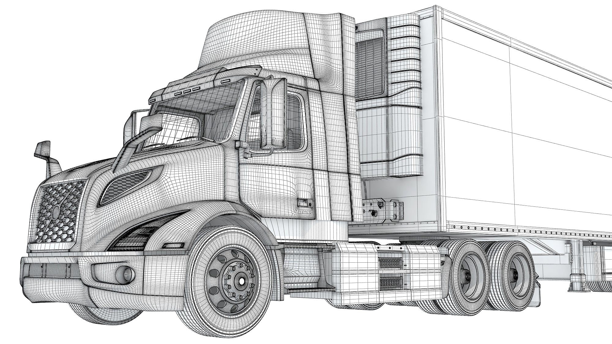 Semi Truck with Refrigerator Trailer