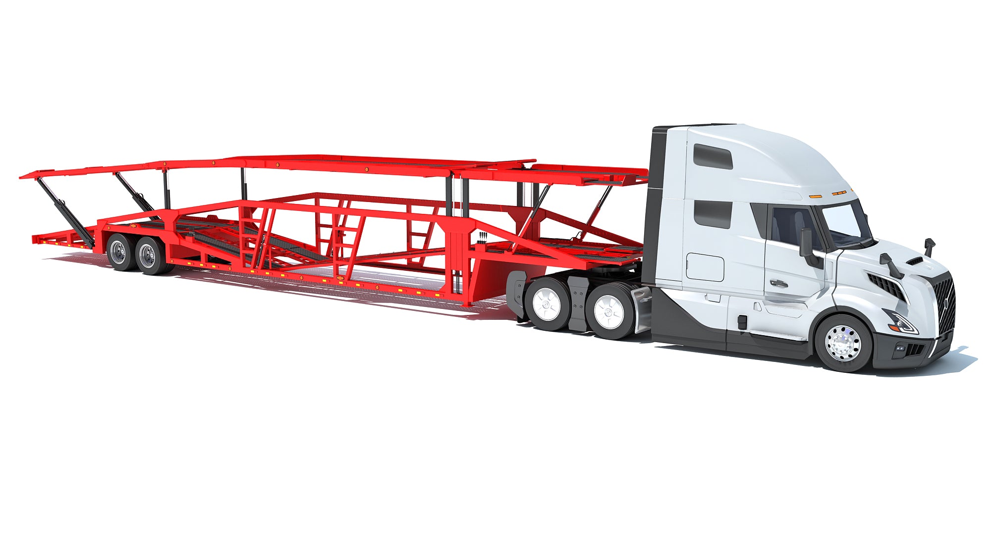 3D Car Transporter Semi Truck Model