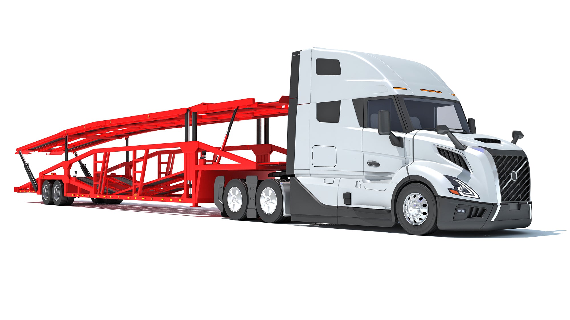 3D Car Transporter Semi Truck Model