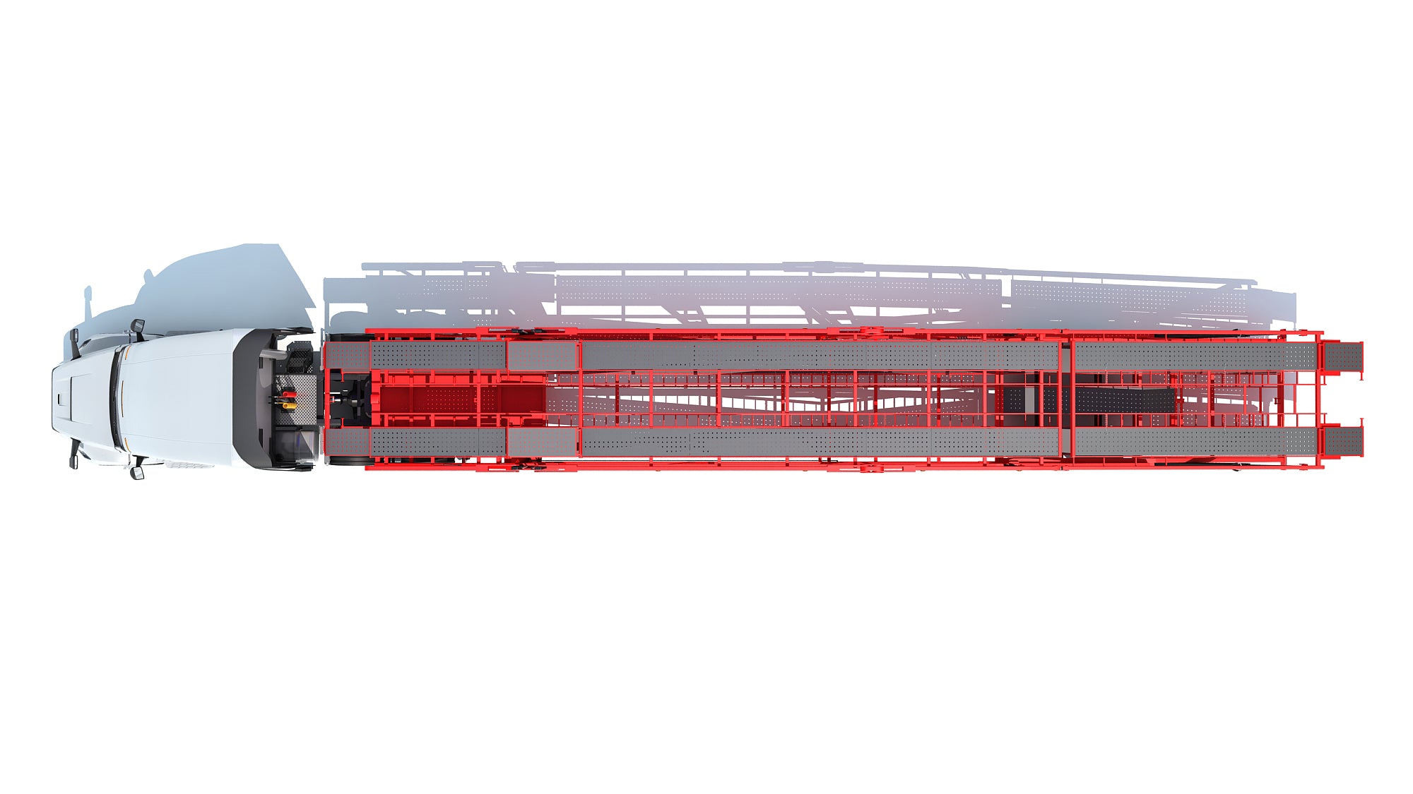 3D Car Transporter Semi Truck Model