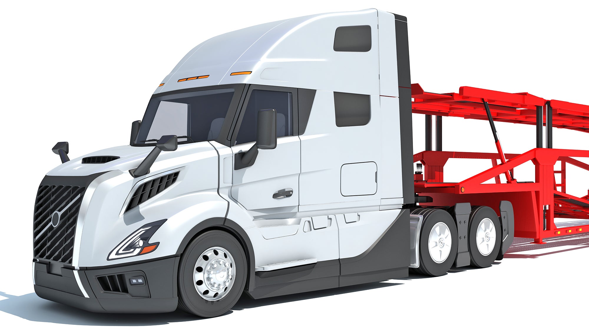3D Car Transporter Semi Truck Model