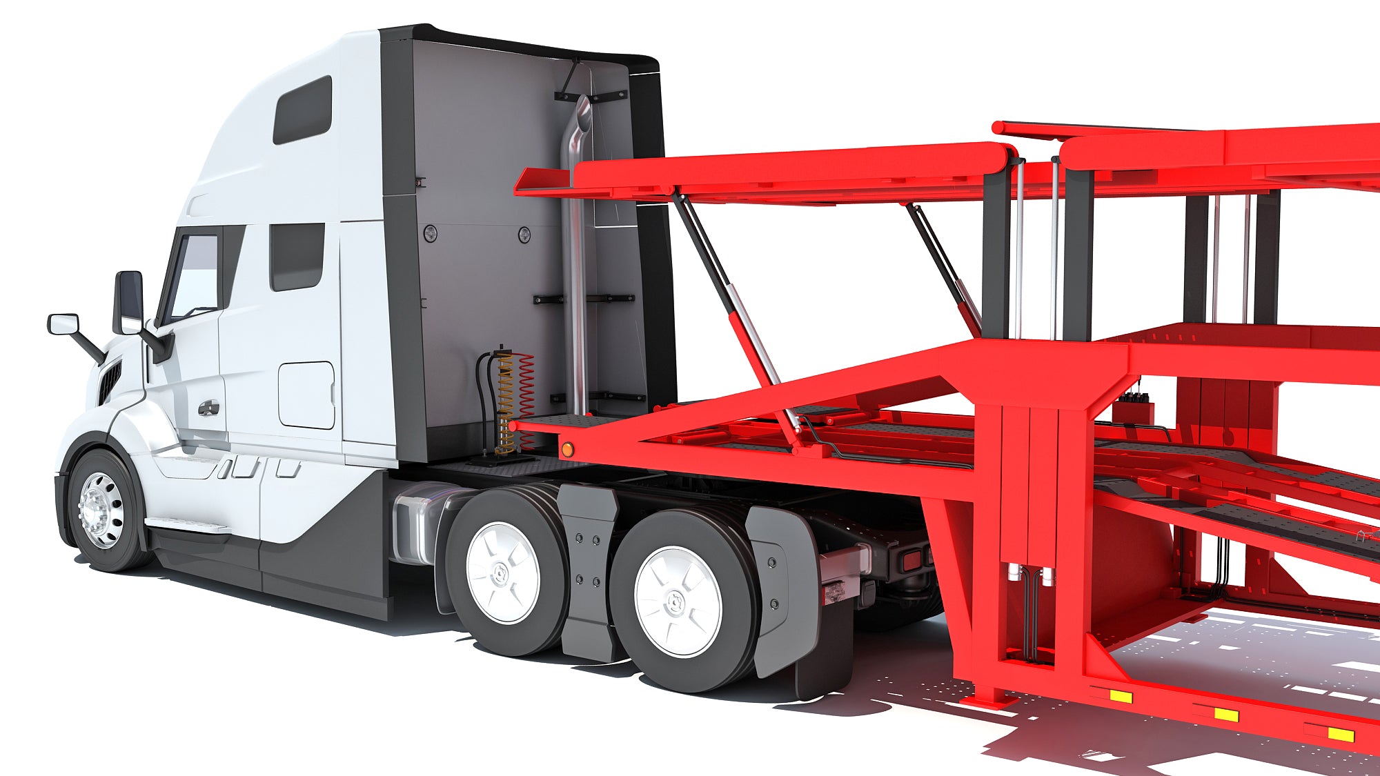 3D Car Transporter Semi Truck Model
