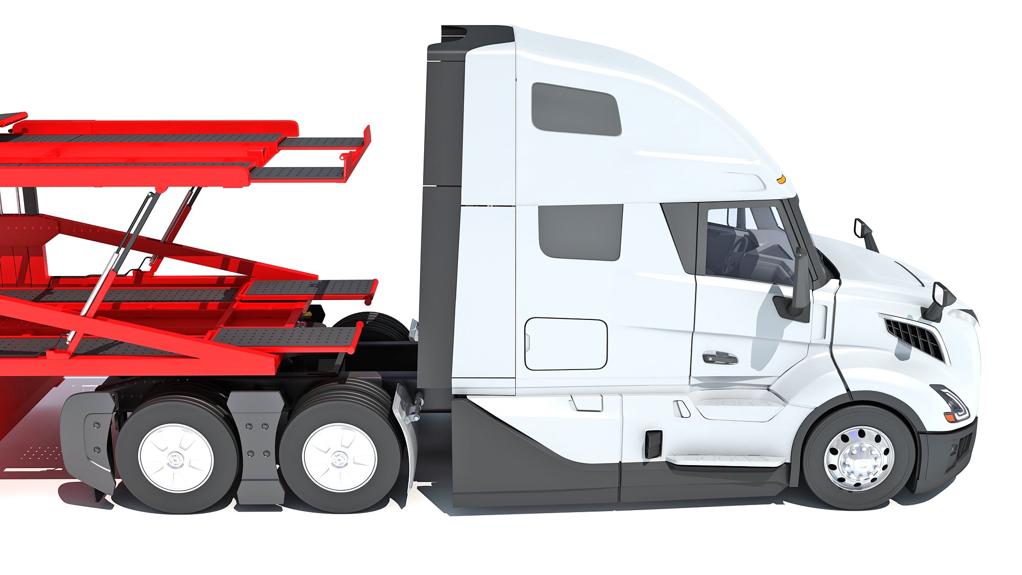 3D Car Transporter Semi Truck Model