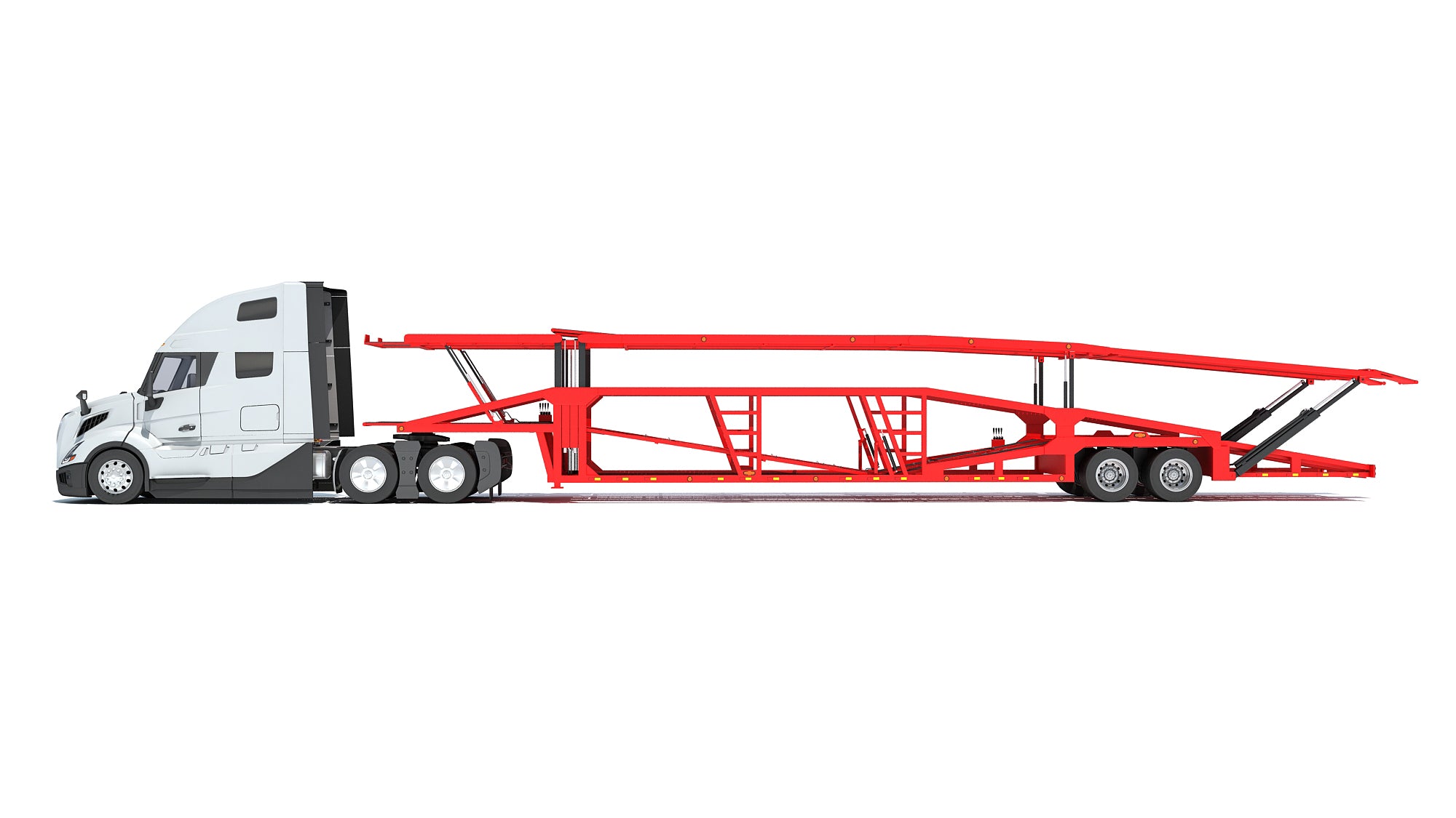 3D Car Transporter Semi Truck Model