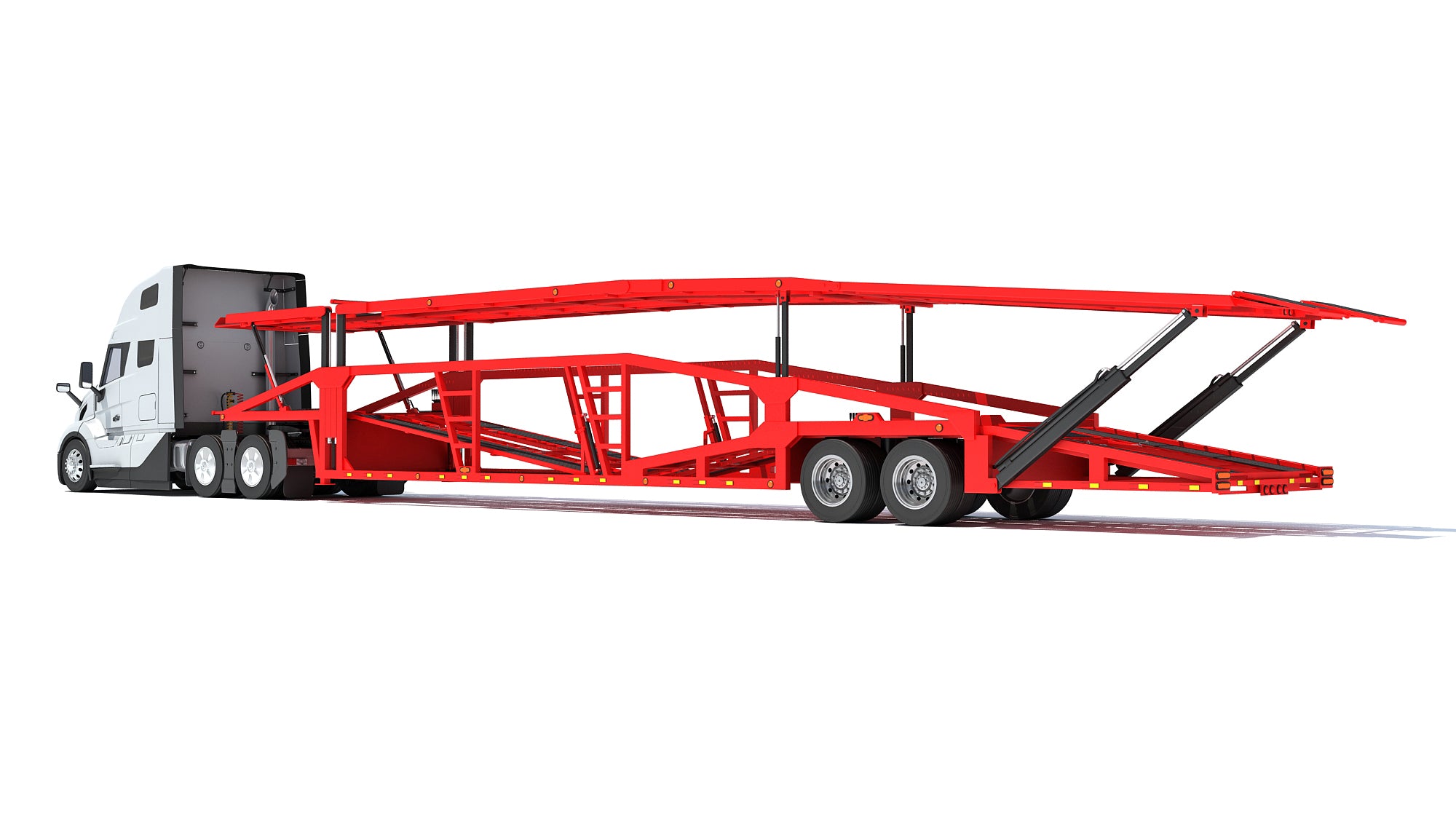 3D Car Transporter Semi Truck Model