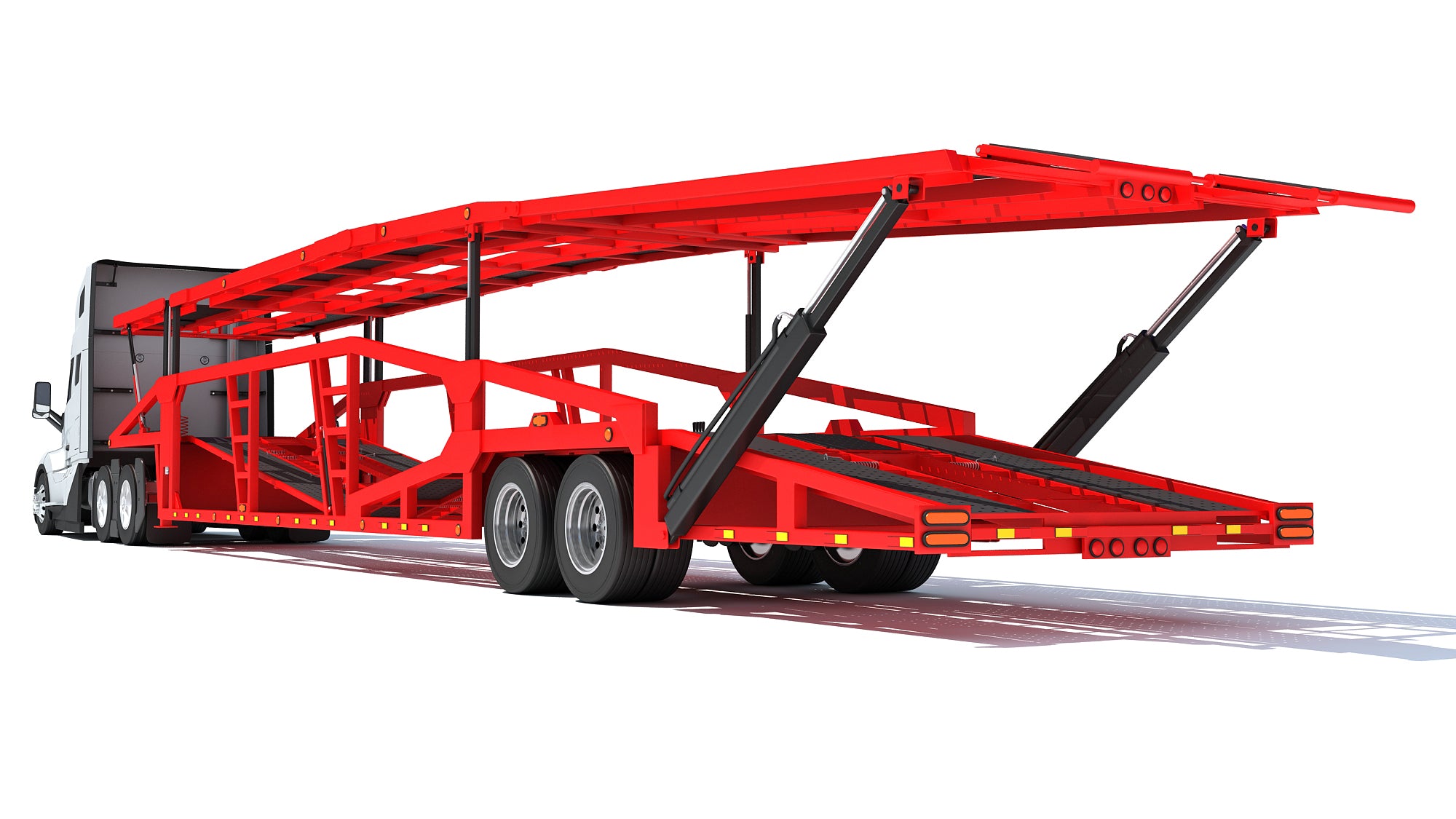 3D Car Transporter Semi Truck Model