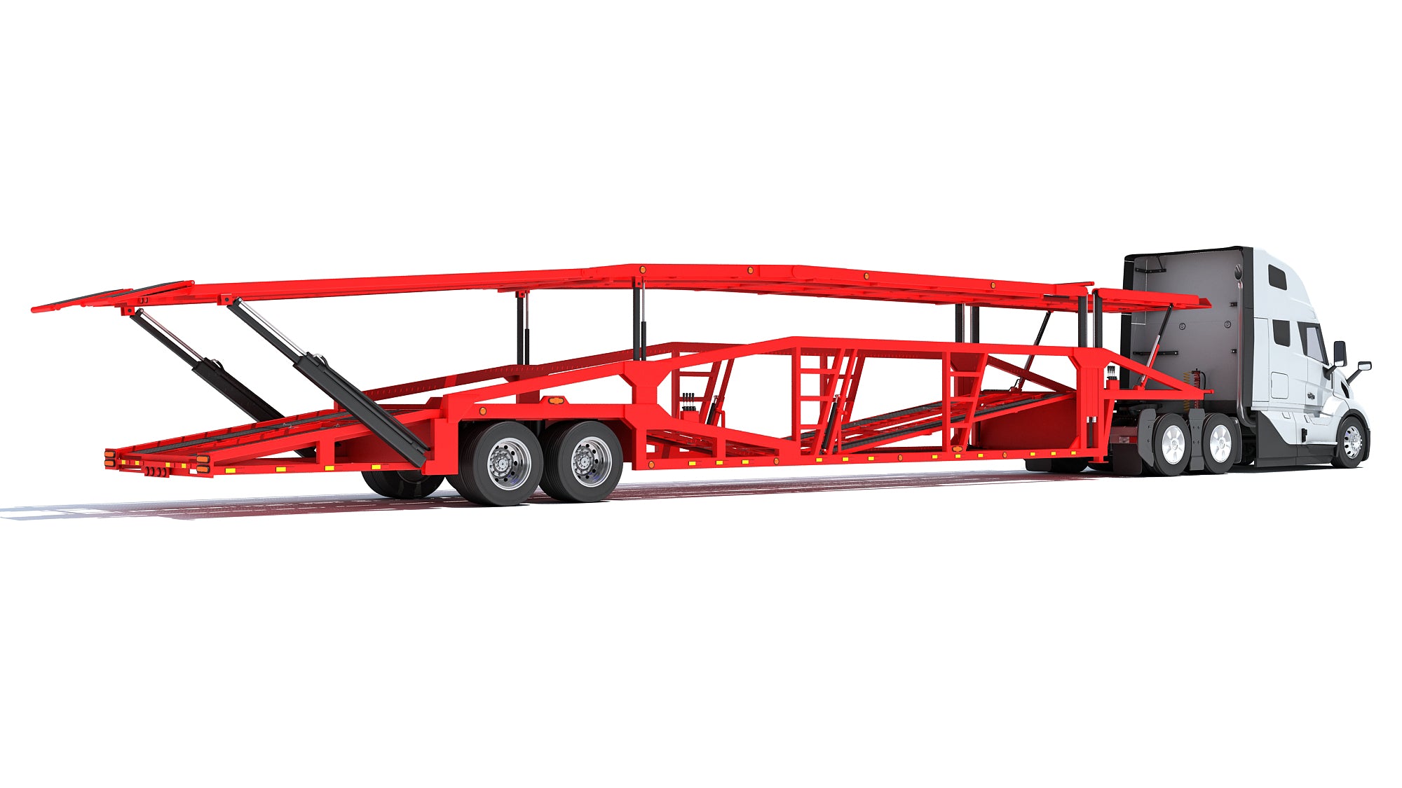 3D Car Transporter Semi Truck Model