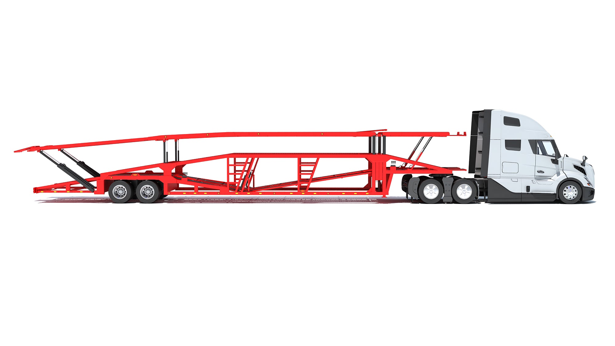 3D Car Transporter Semi Truck Model
