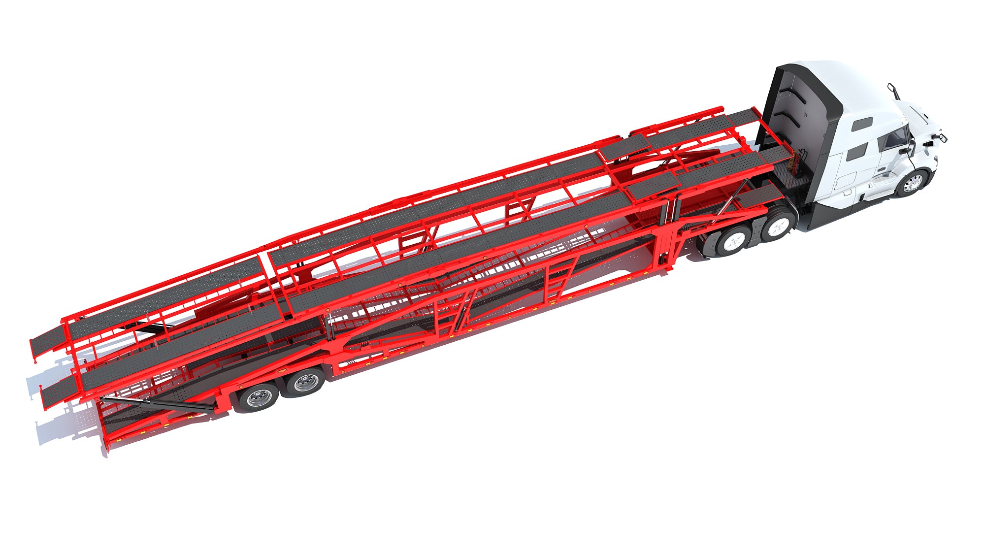 3D Car Transporter Semi Truck Model