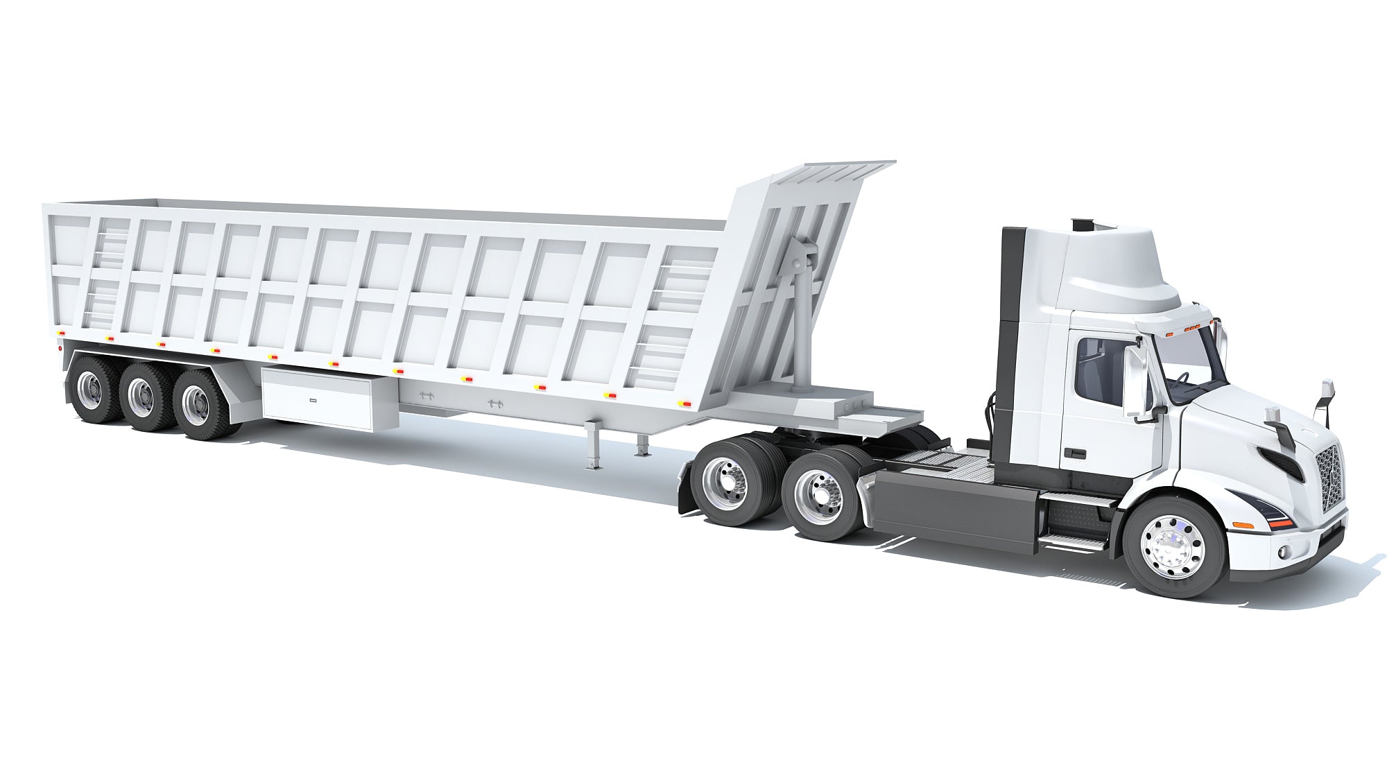 3D Semi Truck with Tipper Trailer model