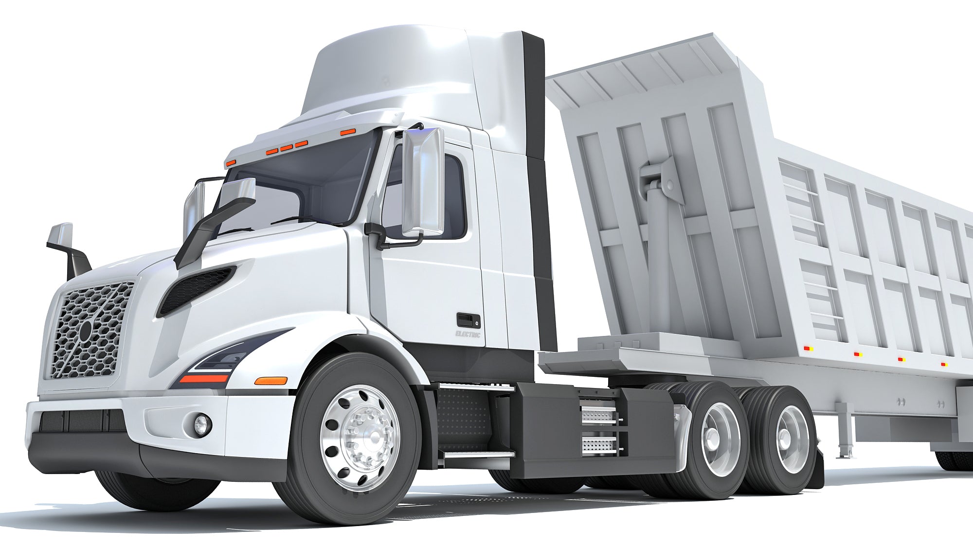 3D Semi Truck with Tipper Trailer model