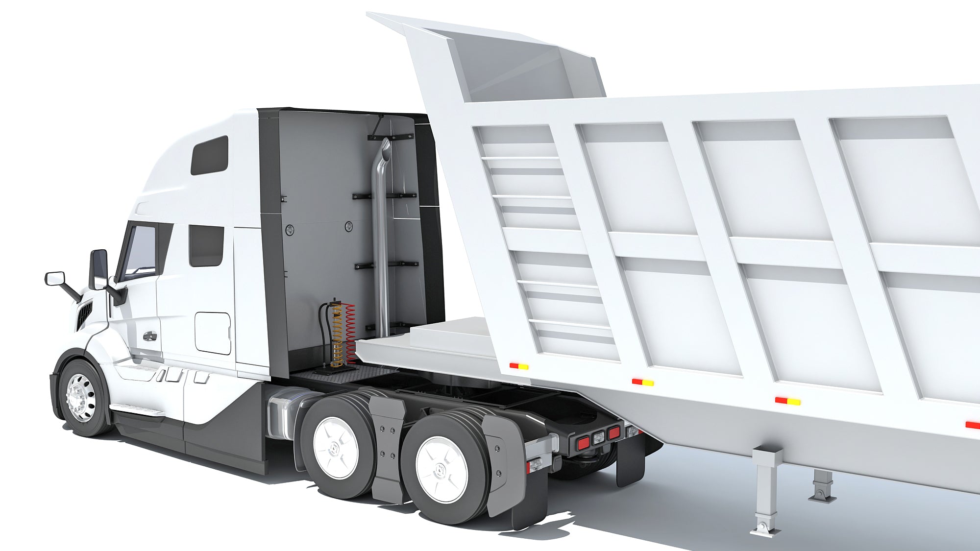 3D Semi Truck with Tipper Trailer model