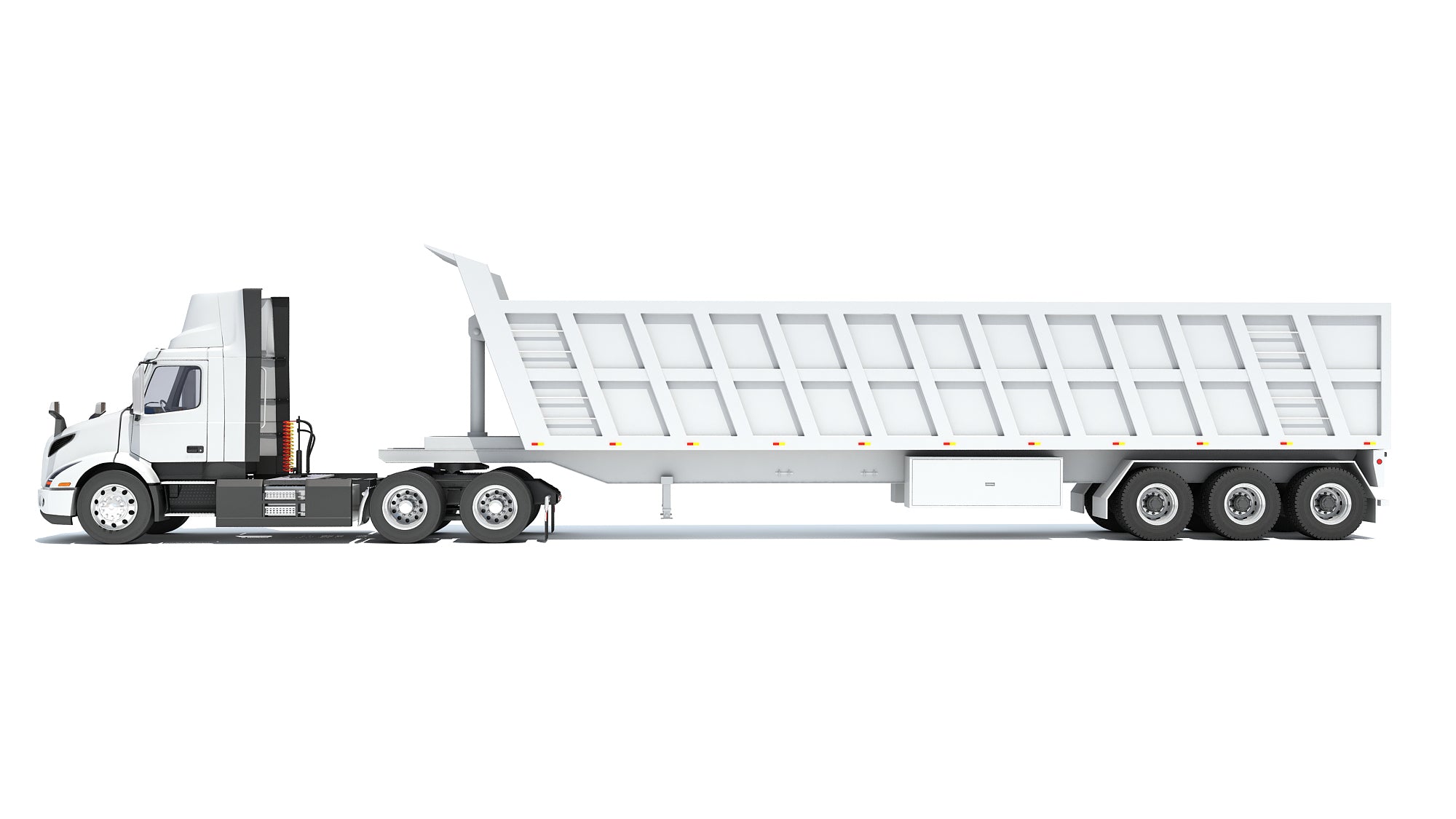 3D Semi Truck with Tipper Trailer model