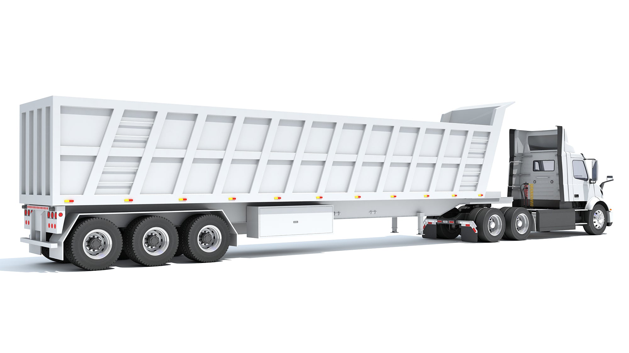 3D Semi Truck with Tipper Trailer model