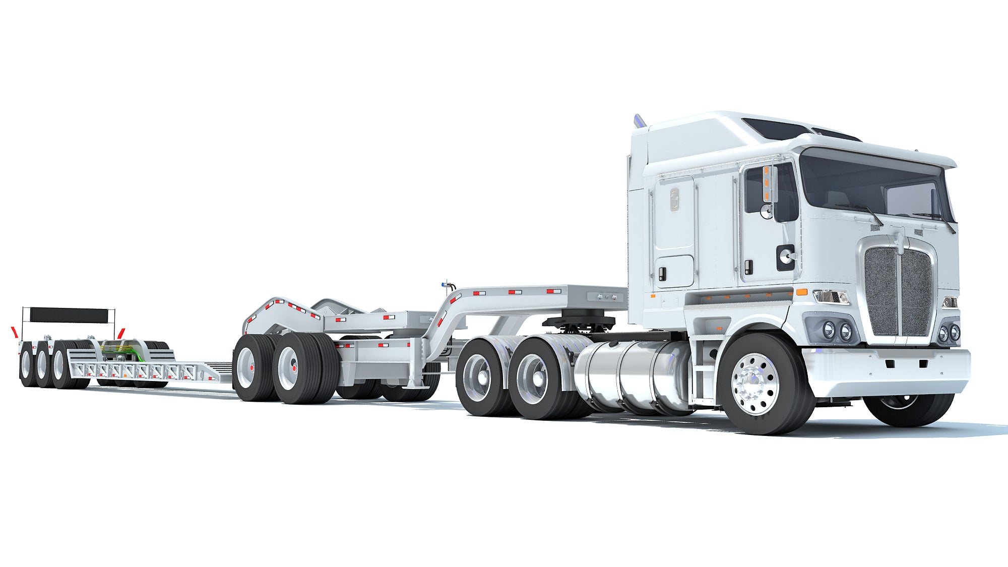 Semi Truck with Lowboy Trailer
