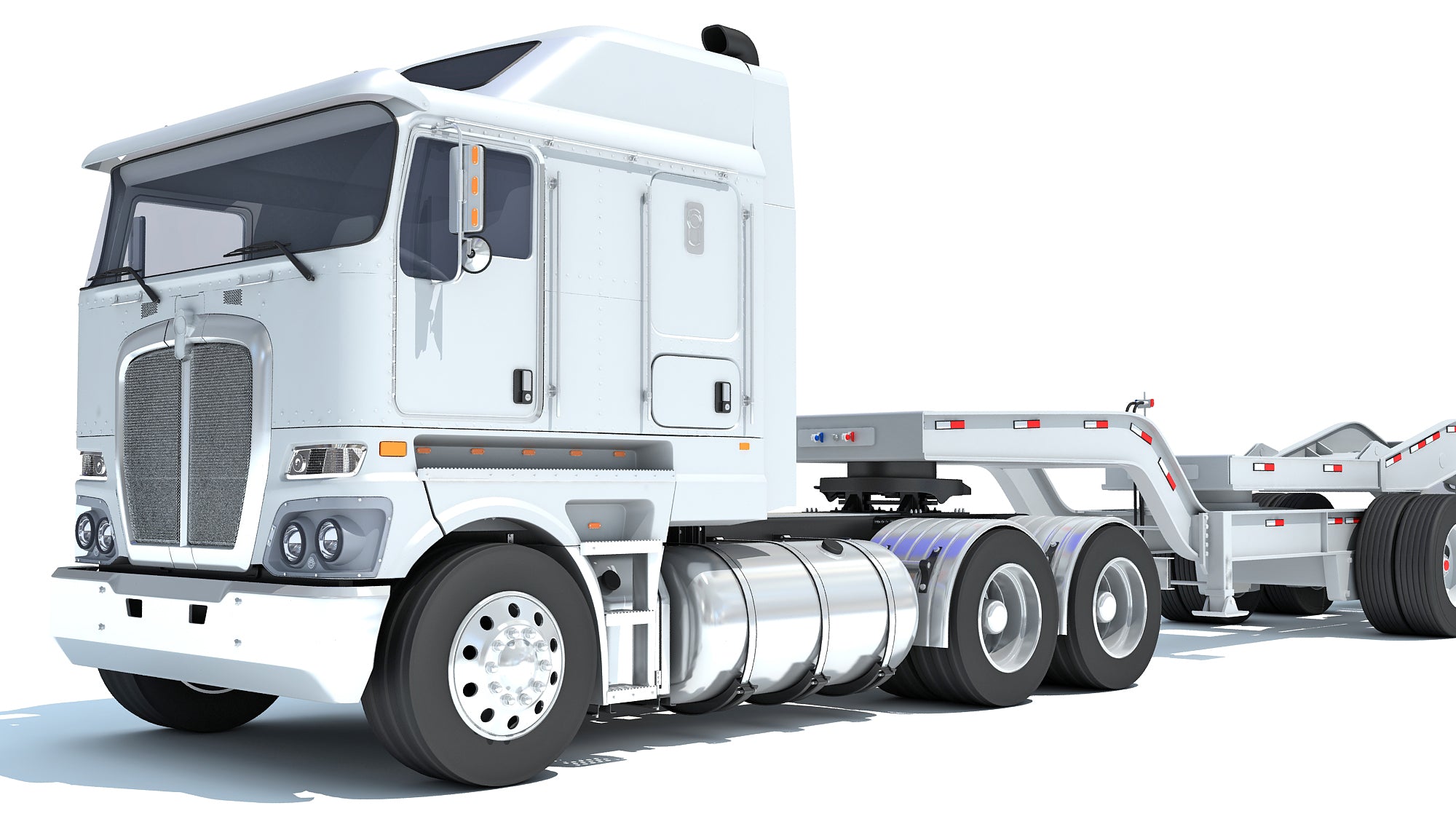Semi Truck with Lowboy Trailer