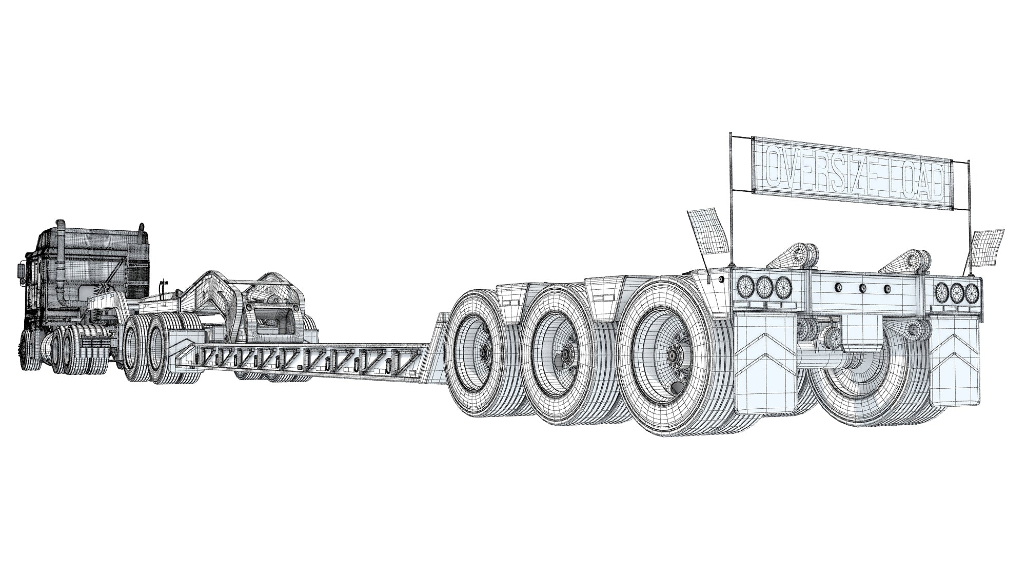 Semi Truck with Lowboy Trailer