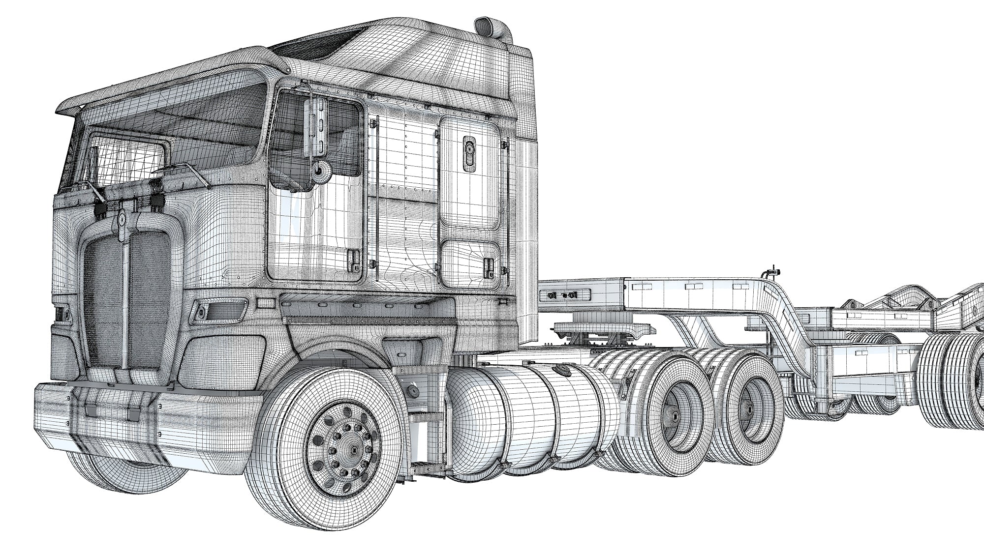 Semi Truck with Lowboy Trailer