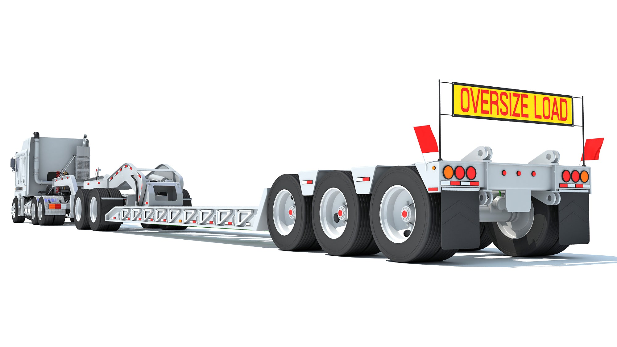 Semi Truck with Lowboy Trailer