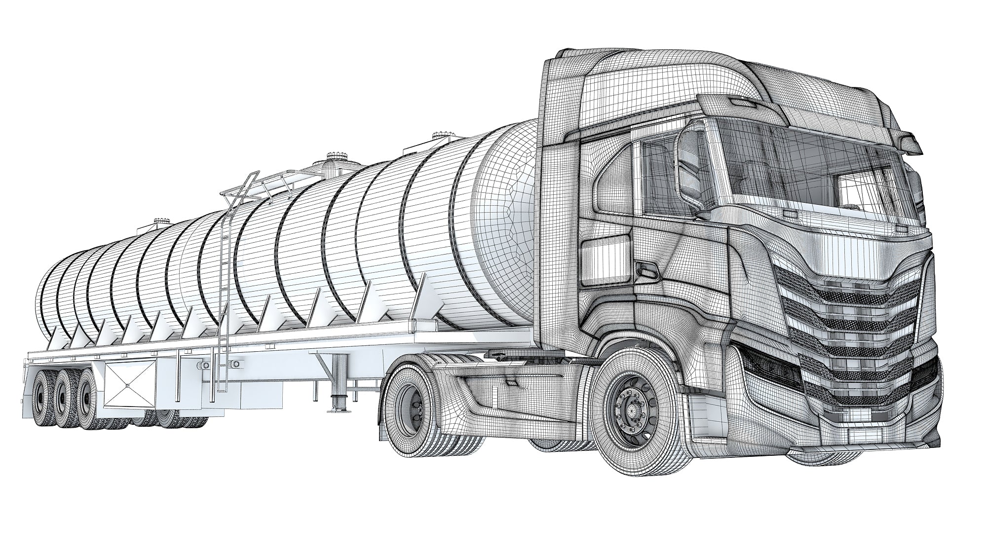 Truck with Tank Semi Trailer