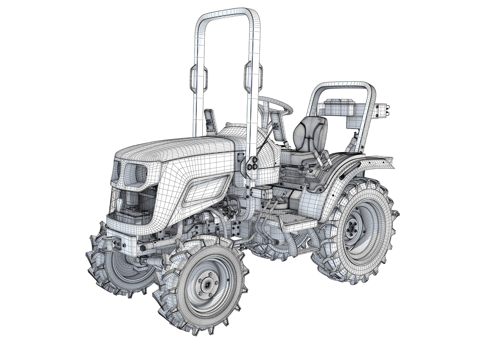4WD Compact Tractor 3D Model Farming Landscaping Grounds Maintenance