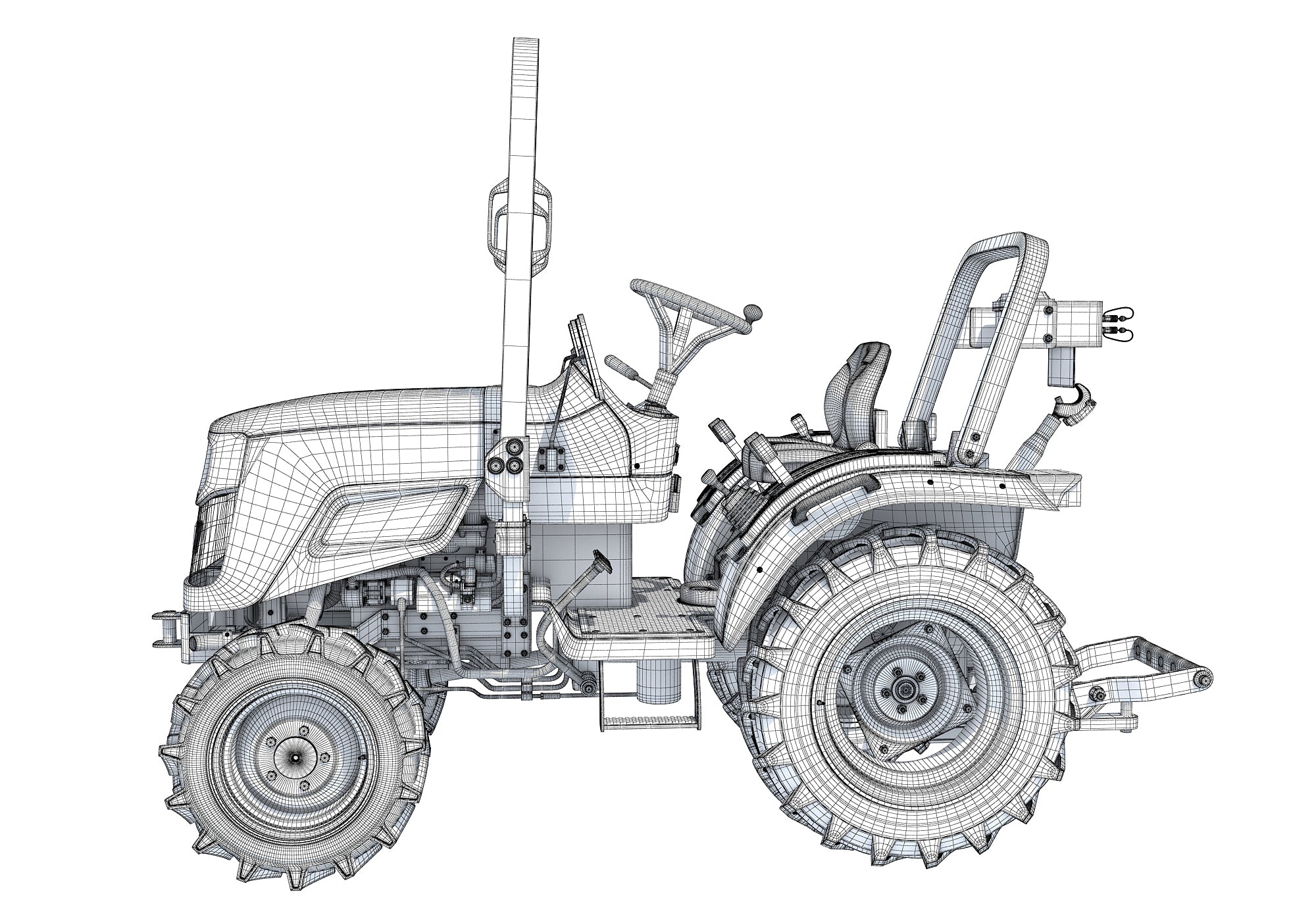 4WD Compact Tractor 3D Model Farming Landscaping Grounds Maintenance