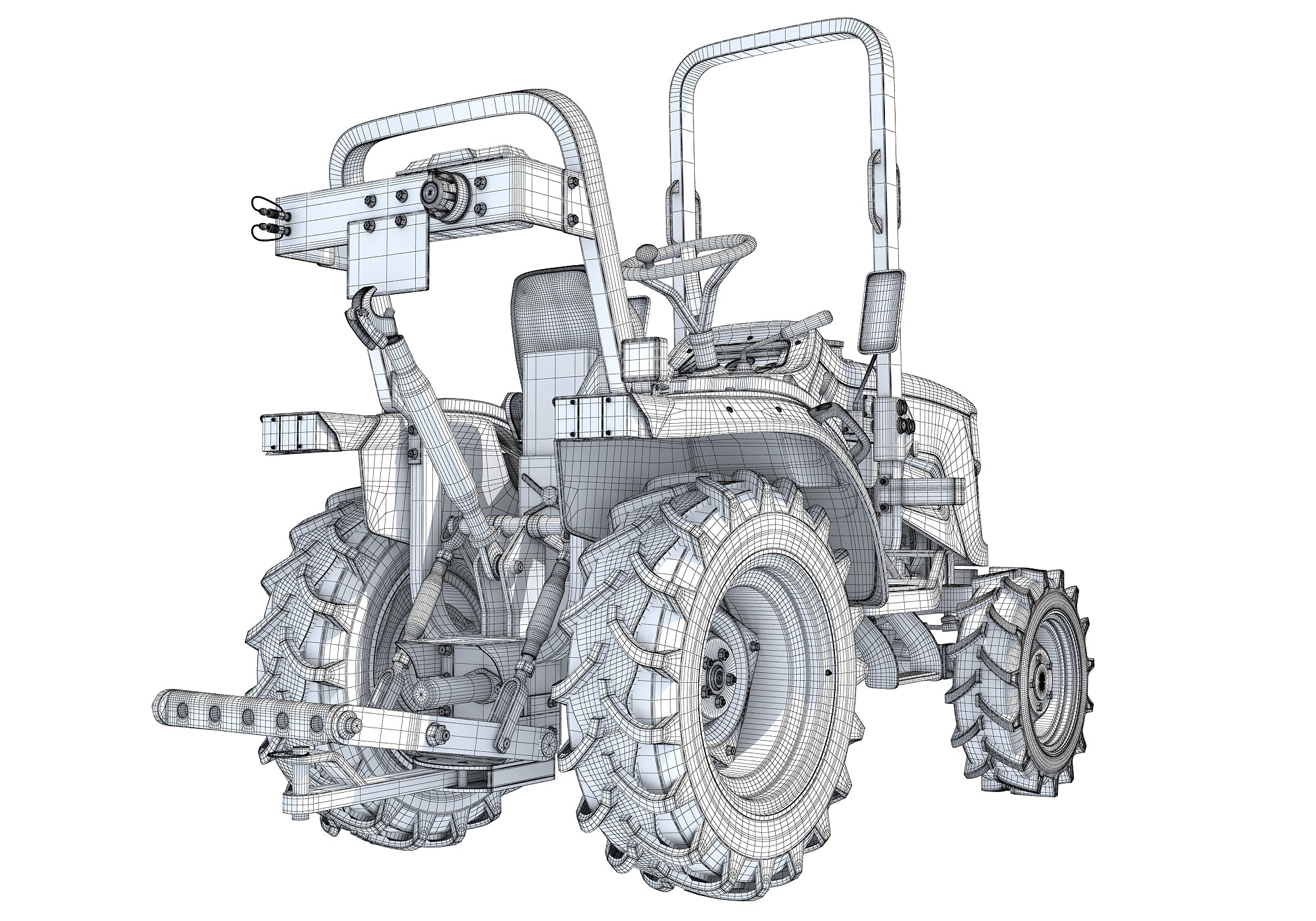 4WD Compact Tractor 3D Model Farming Landscaping Grounds Maintenance