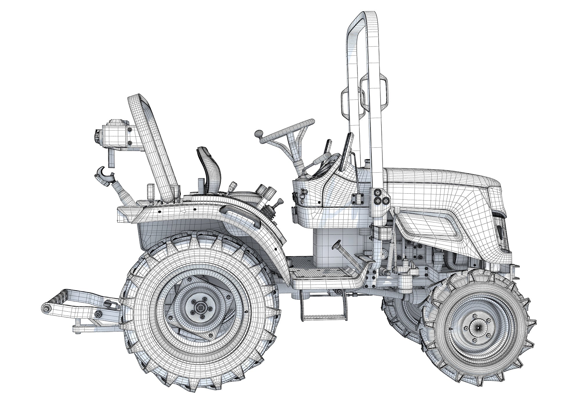 4WD Compact Tractor 3D Model Farming Landscaping Grounds Maintenance