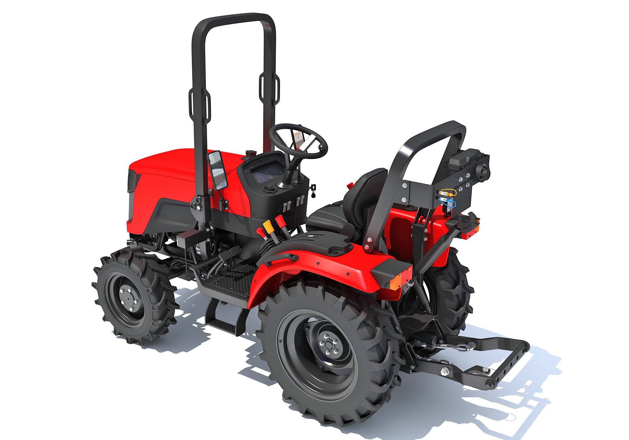 4WD Compact Tractor 3D Model Farming Landscaping Grounds Maintenance