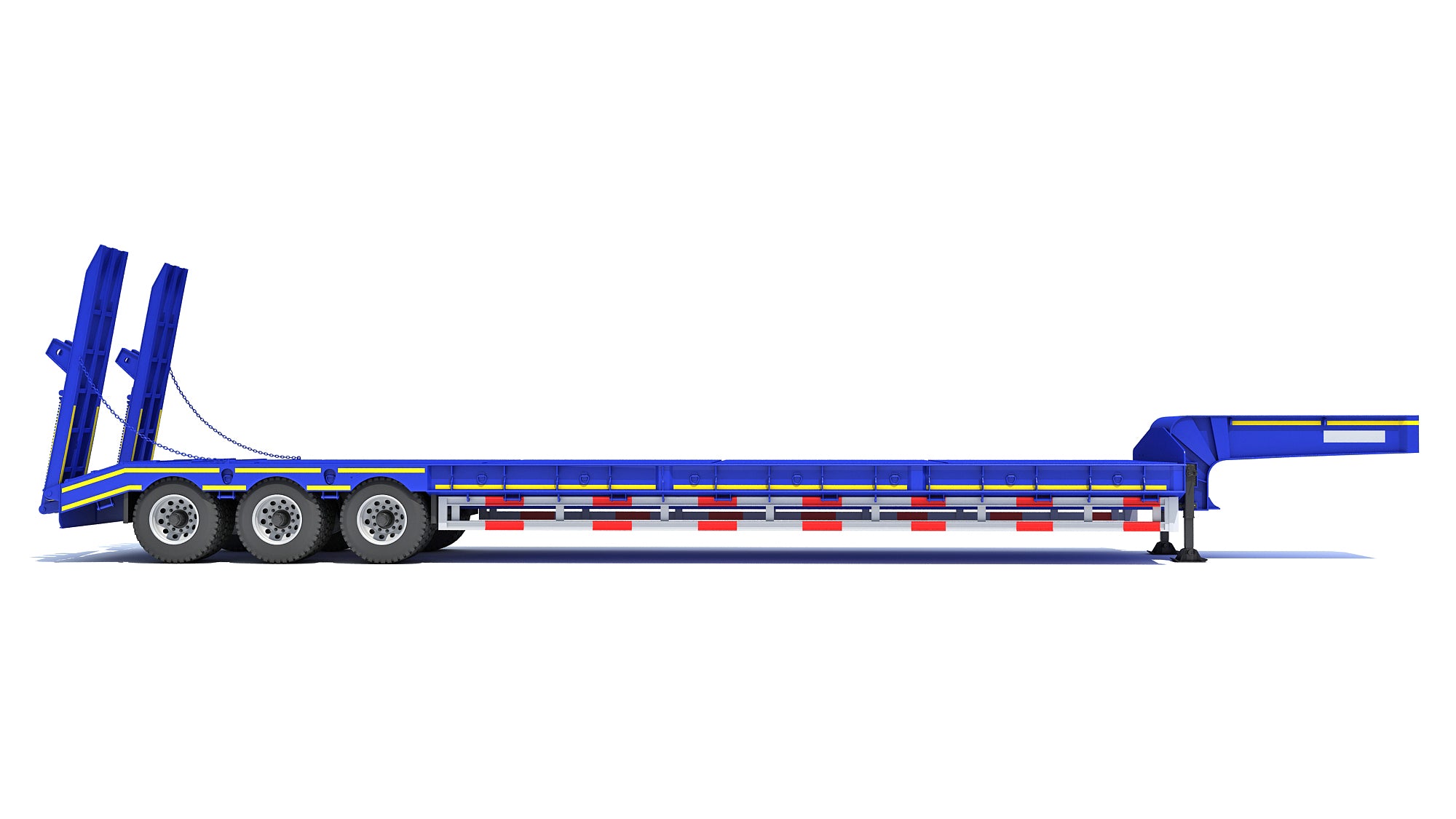 3 Axle Lowbed Trailer Heavy Haul Flatbed 3D Model