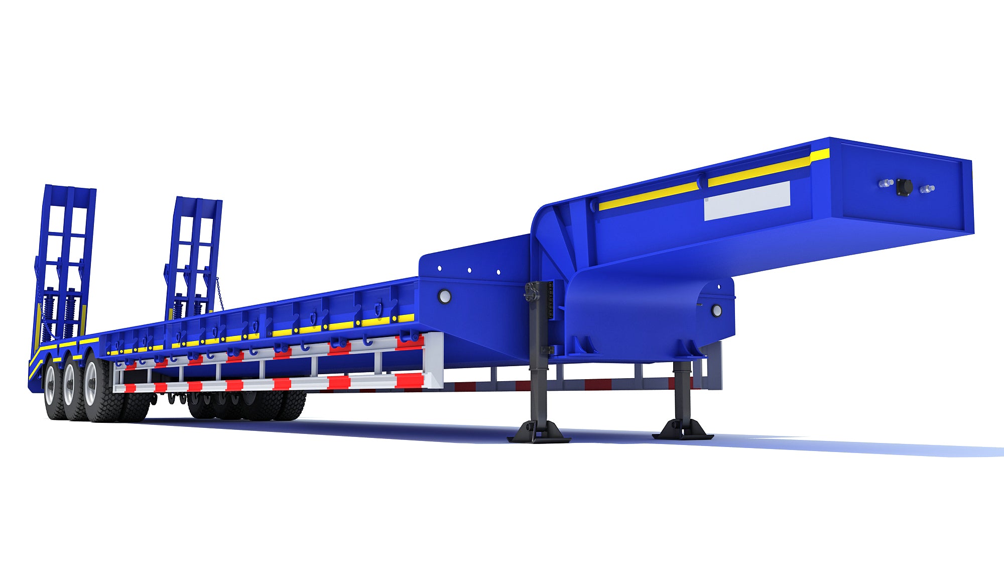 3 Axle Lowbed Trailer Heavy Haul Flatbed 3D Model