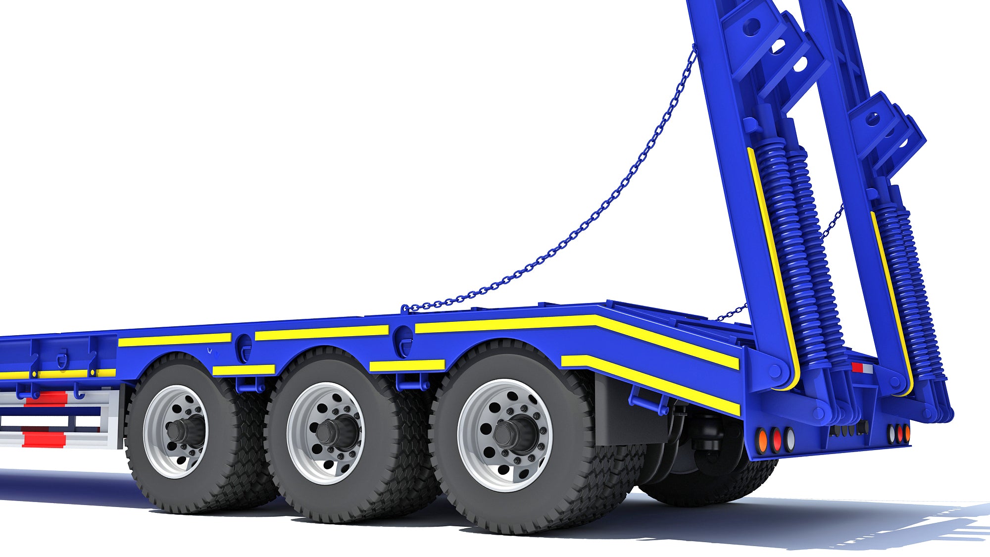 3 Axle Lowbed Trailer Heavy Haul Flatbed 3D Model