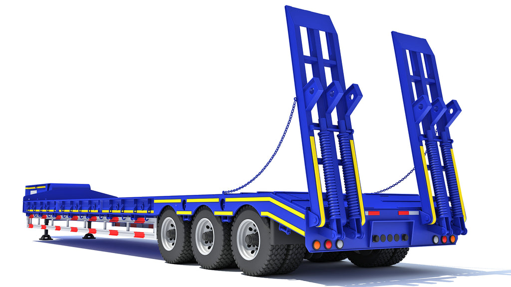 3 Axle Lowbed Trailer Heavy Haul Flatbed 3D Model