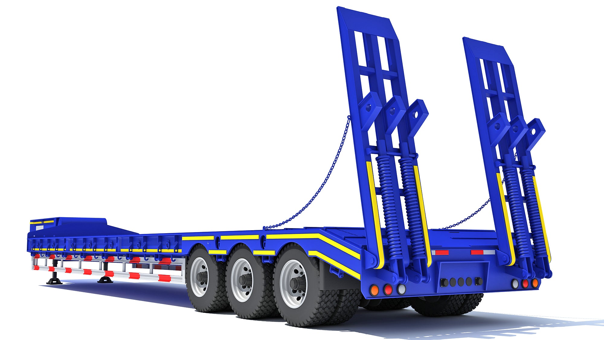 3 Axle Lowbed Trailer Heavy Haul Flatbed 3D Model