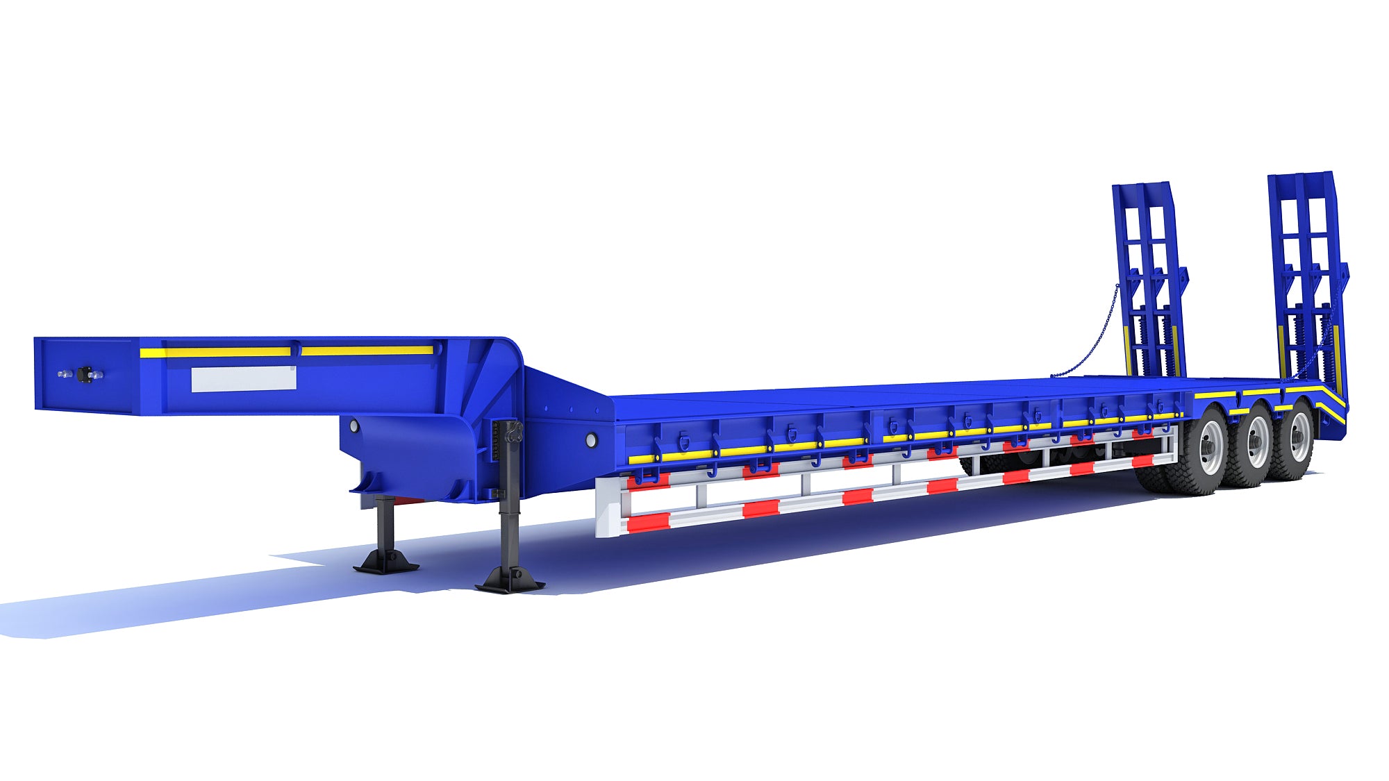 3 Axle Lowbed Trailer Heavy Haul Flatbed 3D Model
