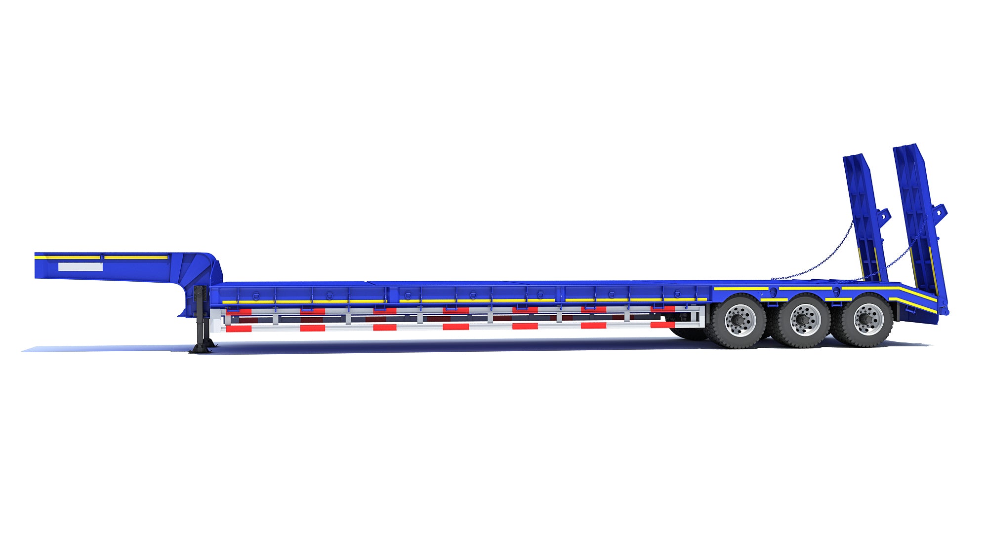 3 Axle Lowbed Trailer Heavy Haul Flatbed 3D Model