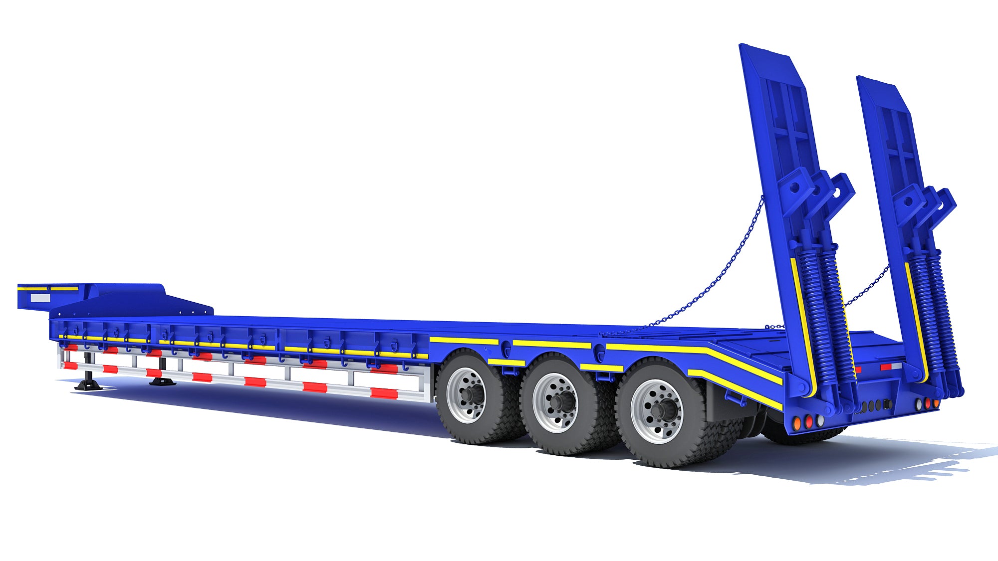 3 Axle Lowbed Trailer Heavy Haul Flatbed 3D Model