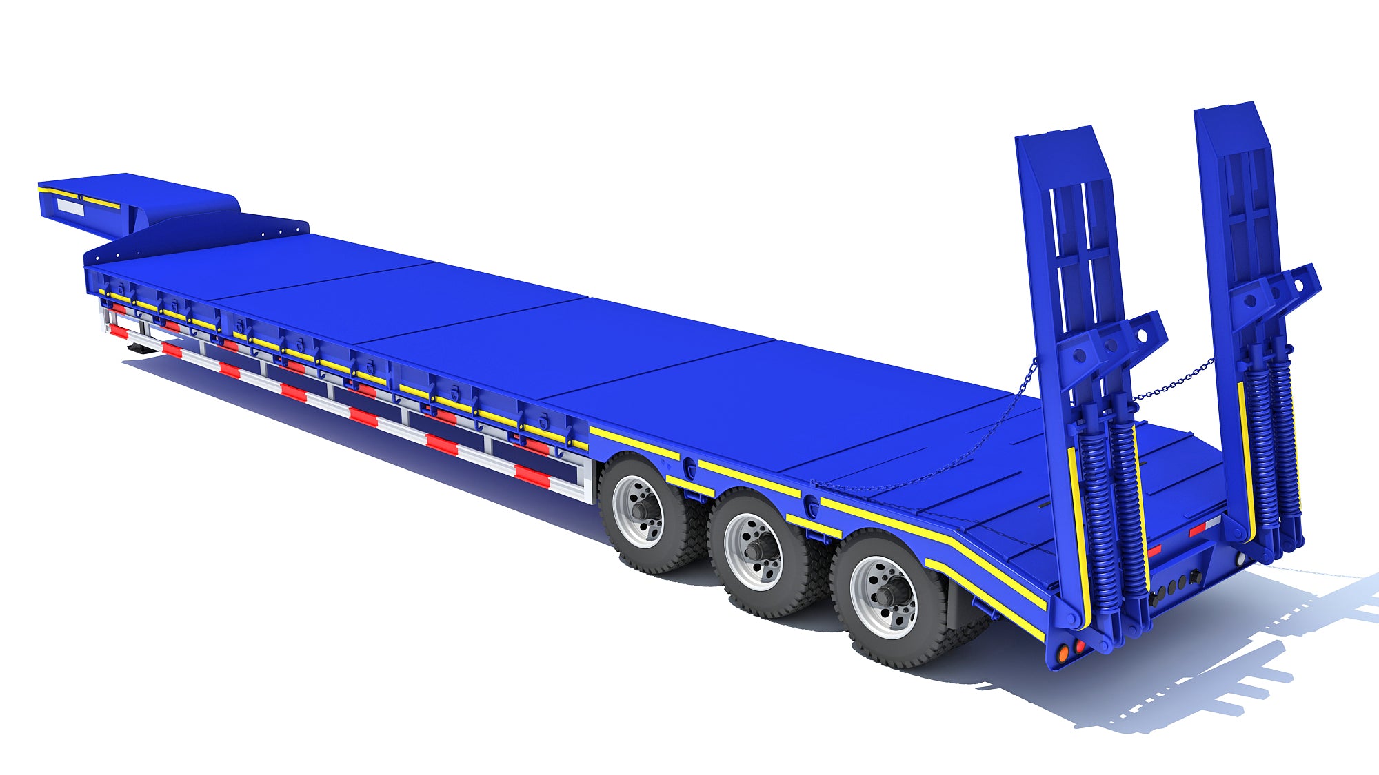 3 Axle Lowbed Trailer Heavy Haul Flatbed 3D Model