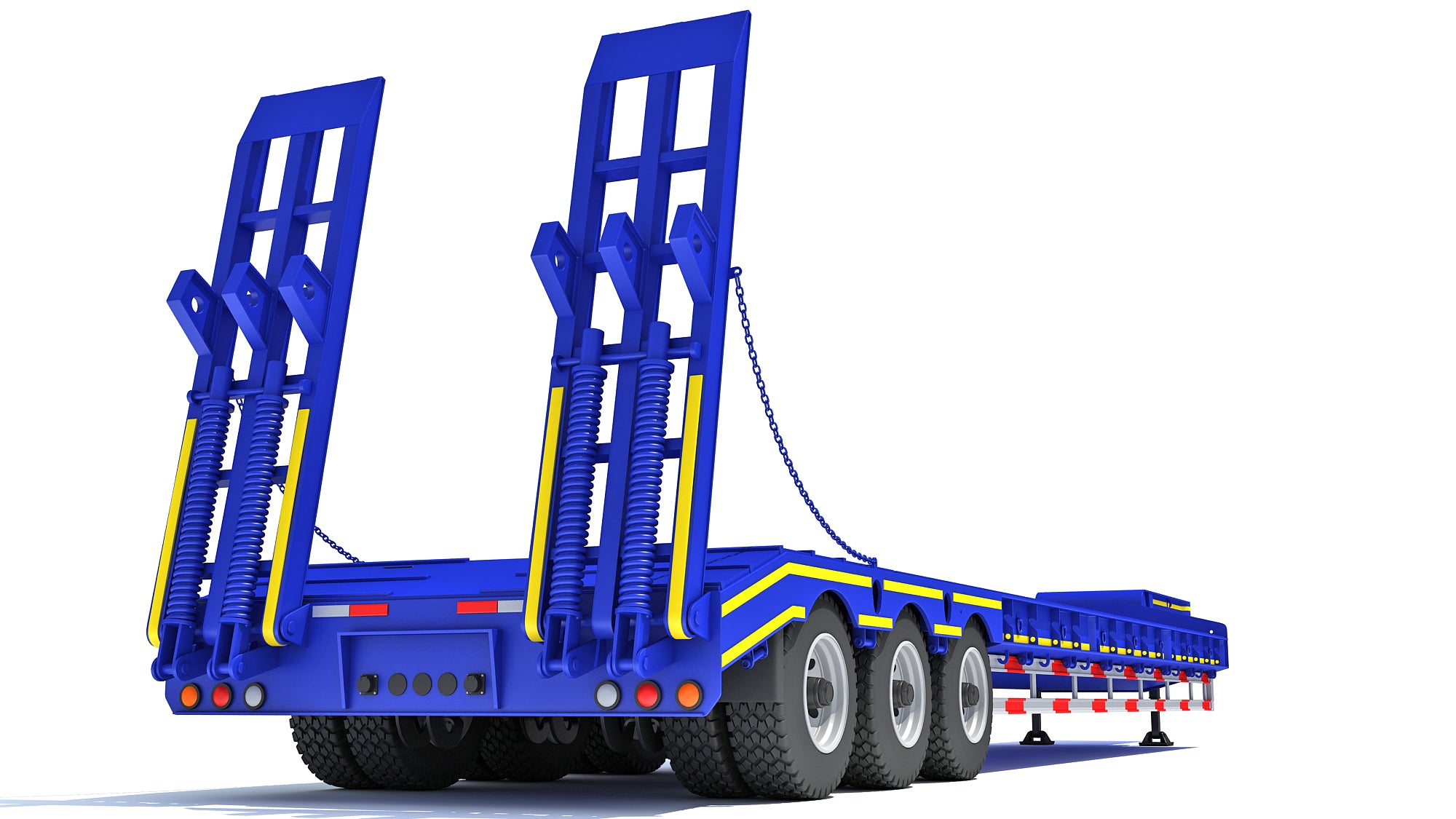 3 Axle Lowbed Trailer Heavy Haul Flatbed 3D Model