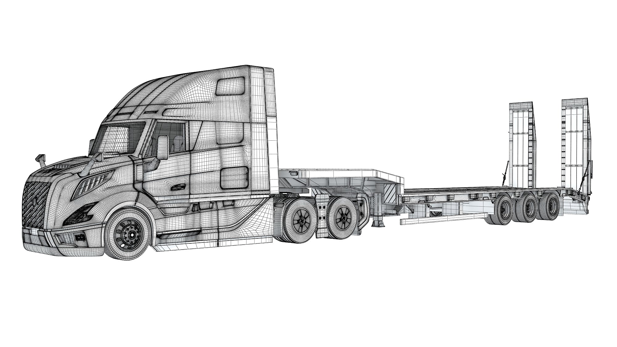 2024 Volvo Semi-Truck with Platform Trailer