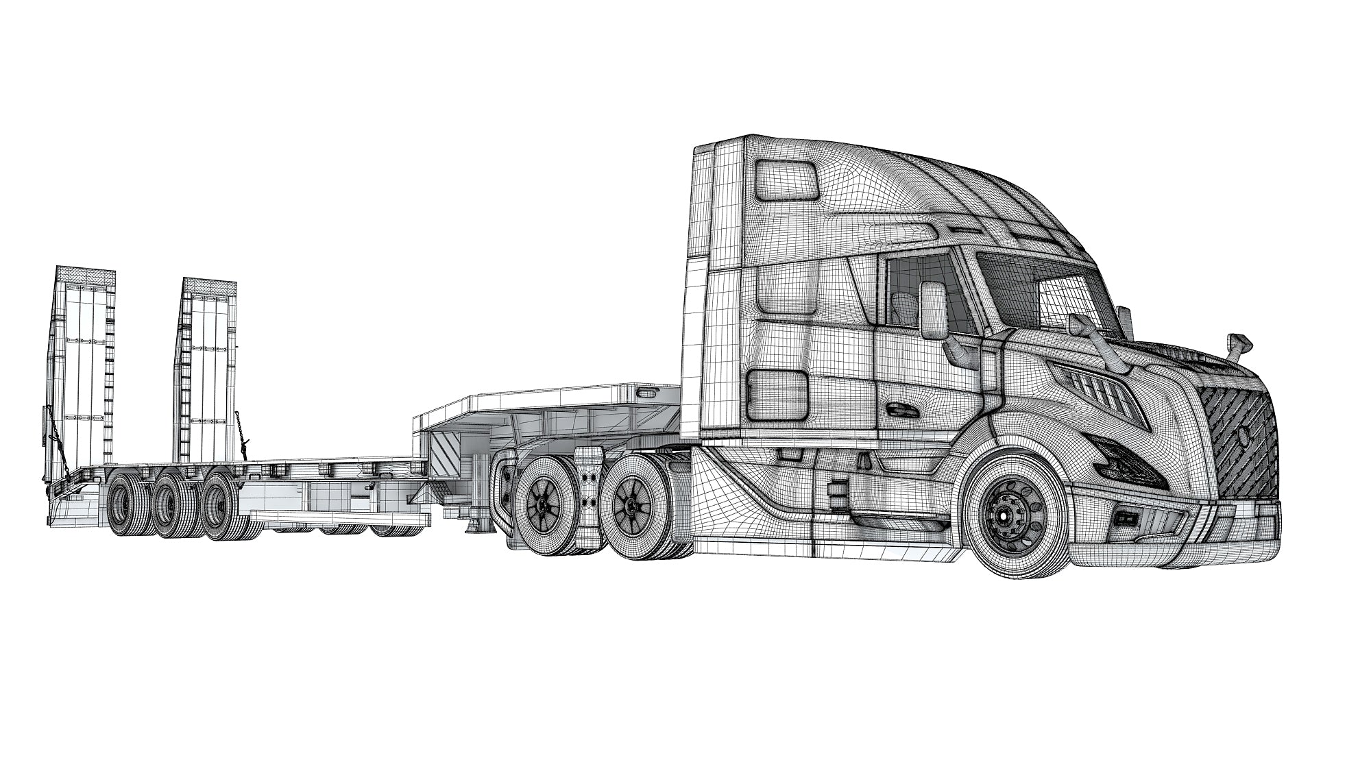 2024 Volvo Semi-Truck with Platform Trailer