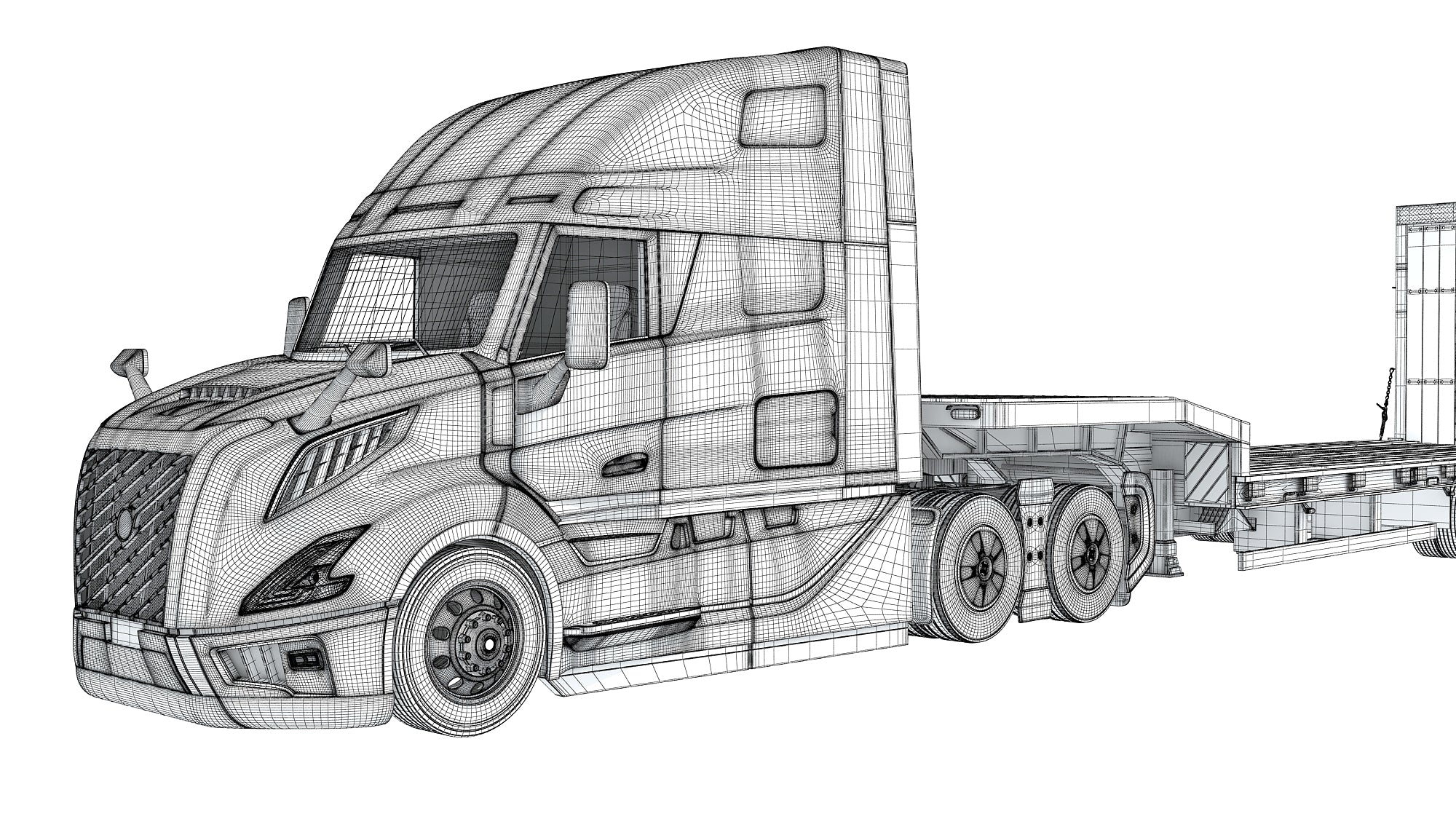 2024 Volvo Semi-Truck with Platform Trailer