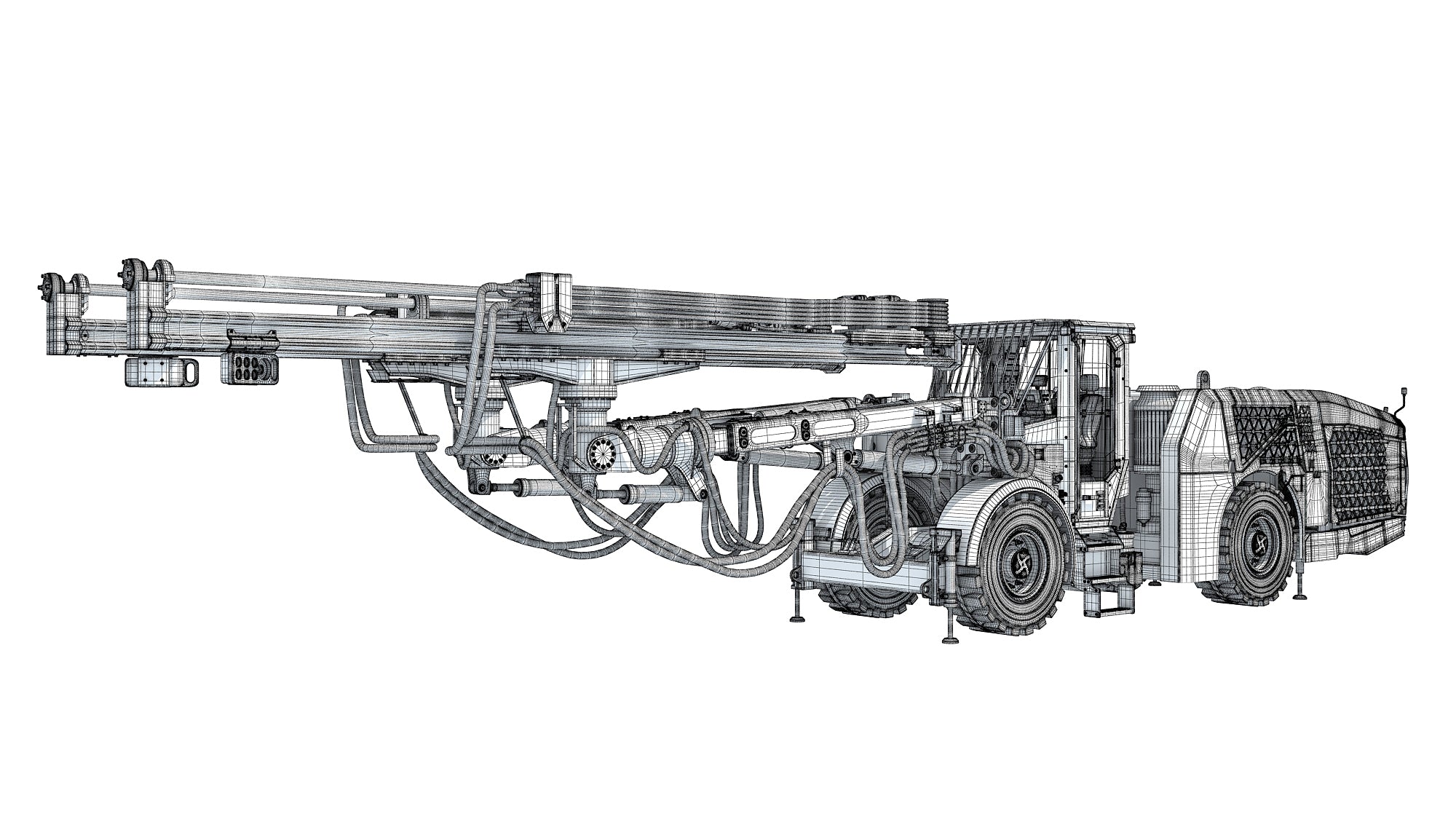 Underground Drill Rig Mining Tunneling Machine 3D Model