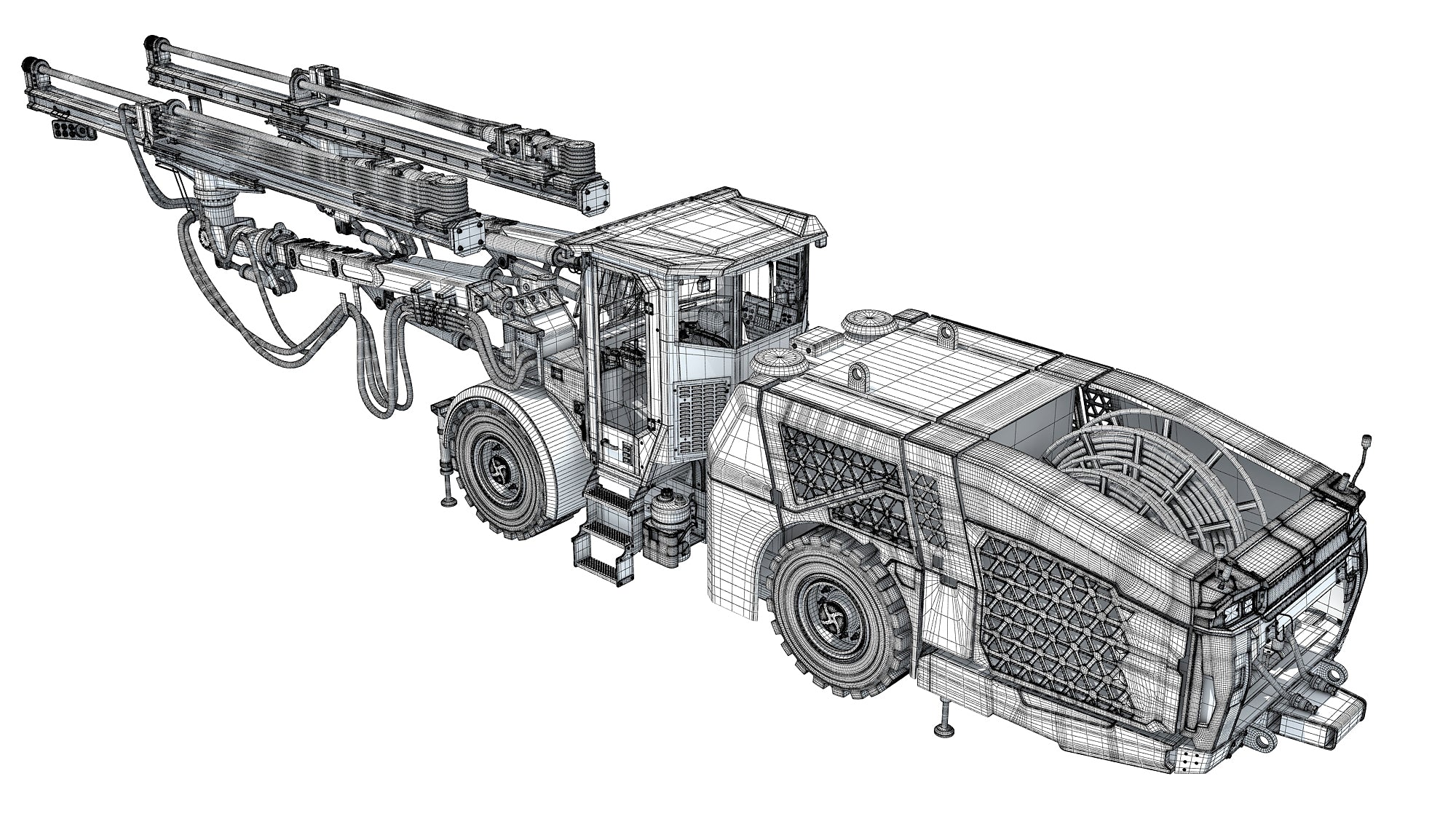 Underground Drill Rig Mining Tunneling Machine 3D Model