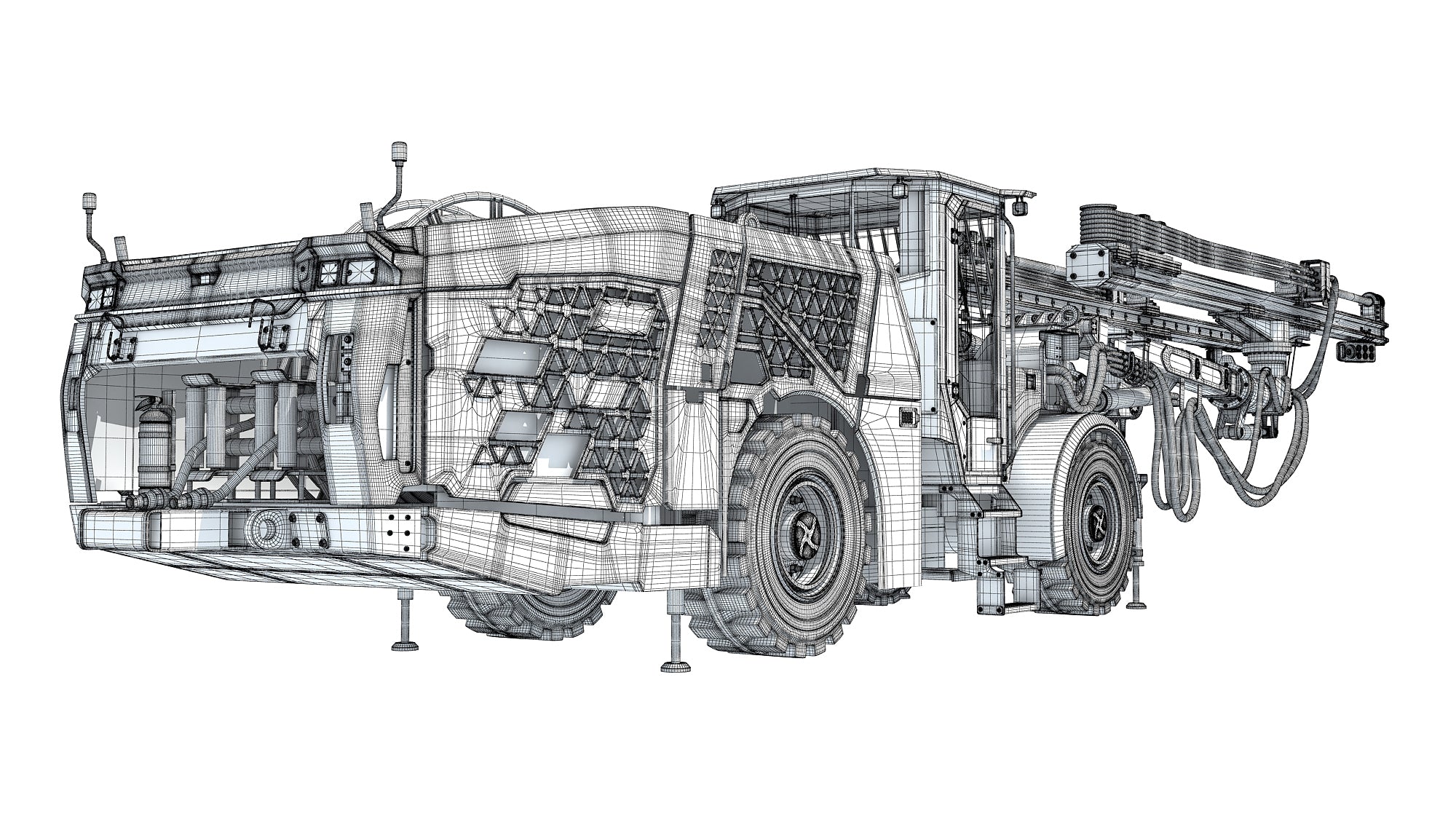 Underground Drill Rig Mining Tunneling Machine 3D Model