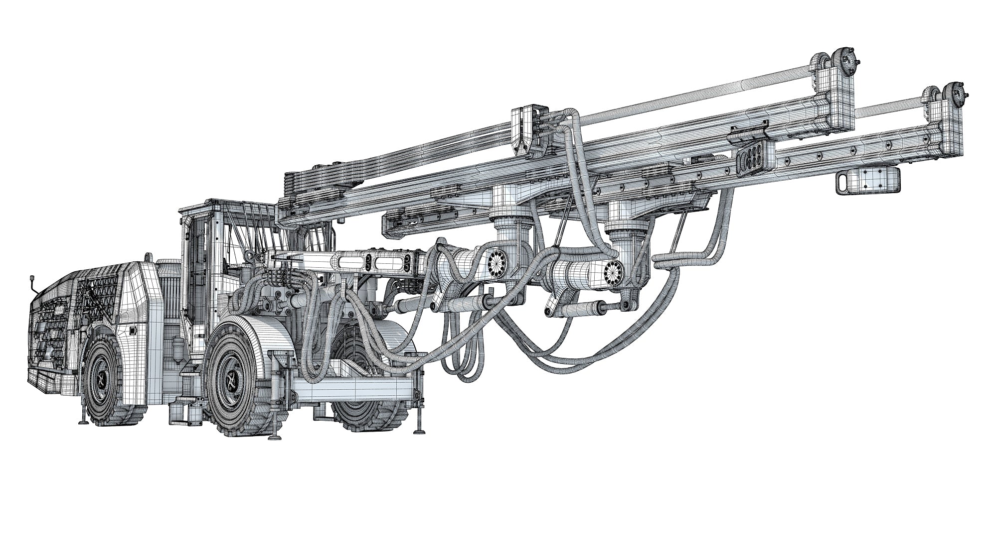Underground Drill Rig Mining Tunneling Machine 3D Model