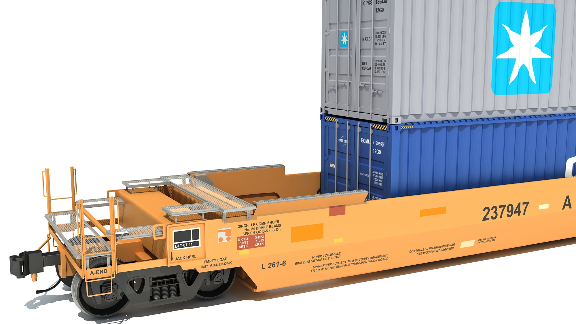 3D Trains - Double Stack Cars with Containers – 3D Horse