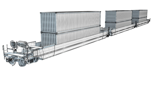 3D Trains - Double Stack Cars with Containers – 3D Horse