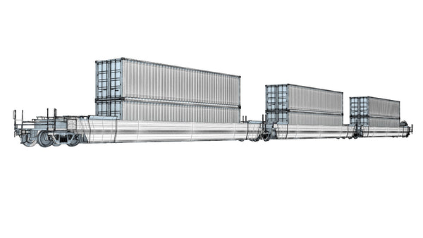 3D Trains - Double Stack Cars with Containers – 3D Horse