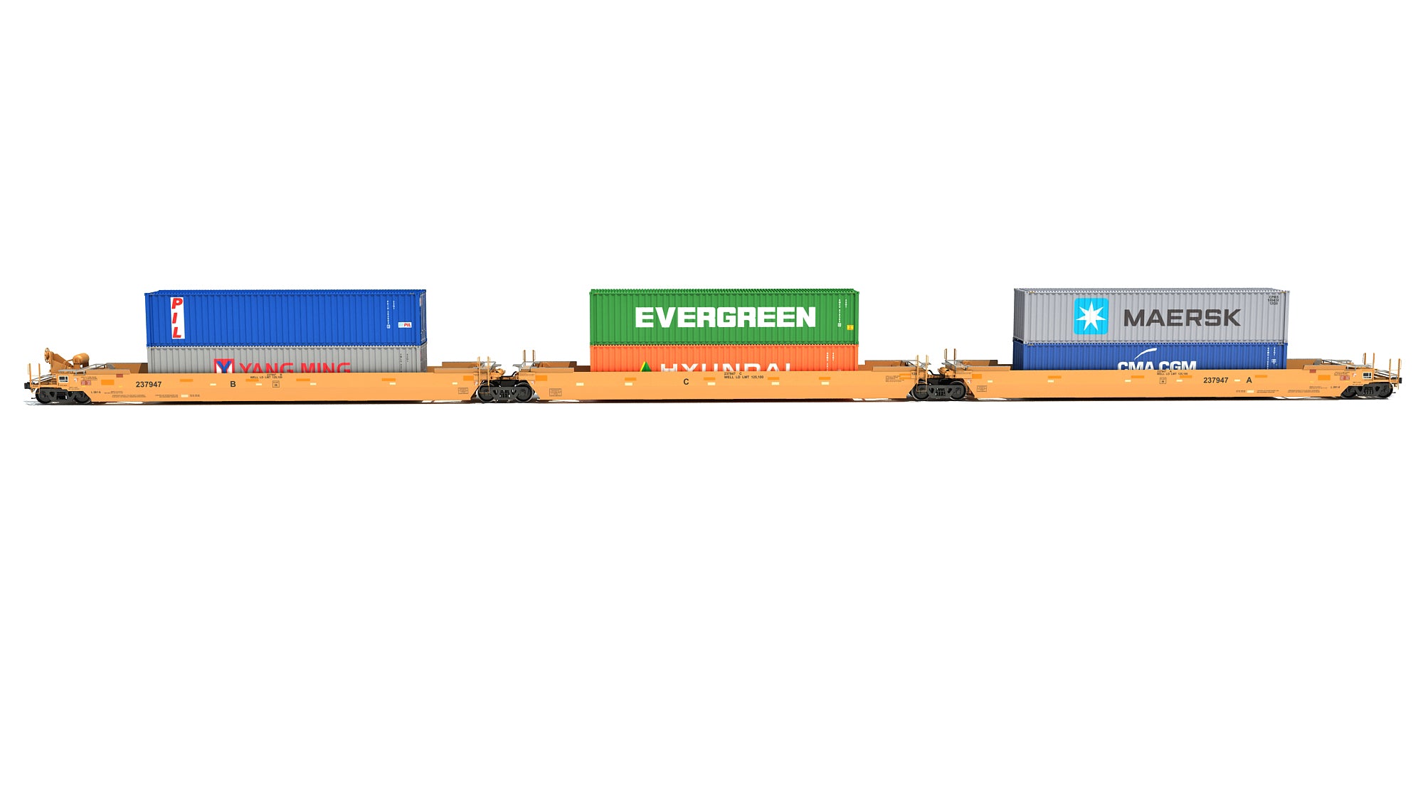 Double Stack Cars with Containers